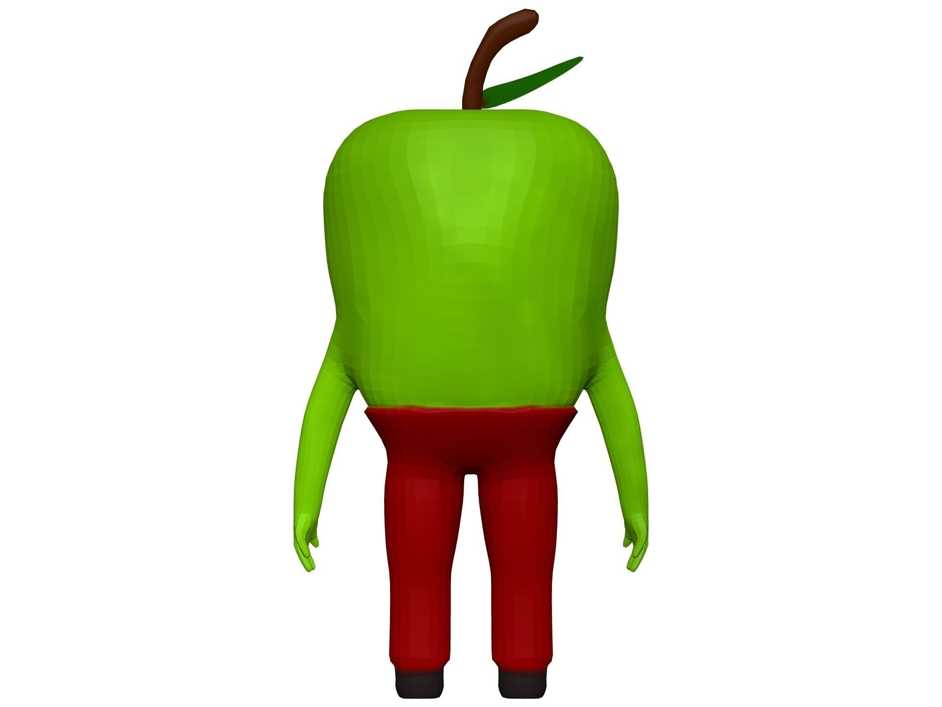 Cartoon Green Apple Low-poly 3D model_4