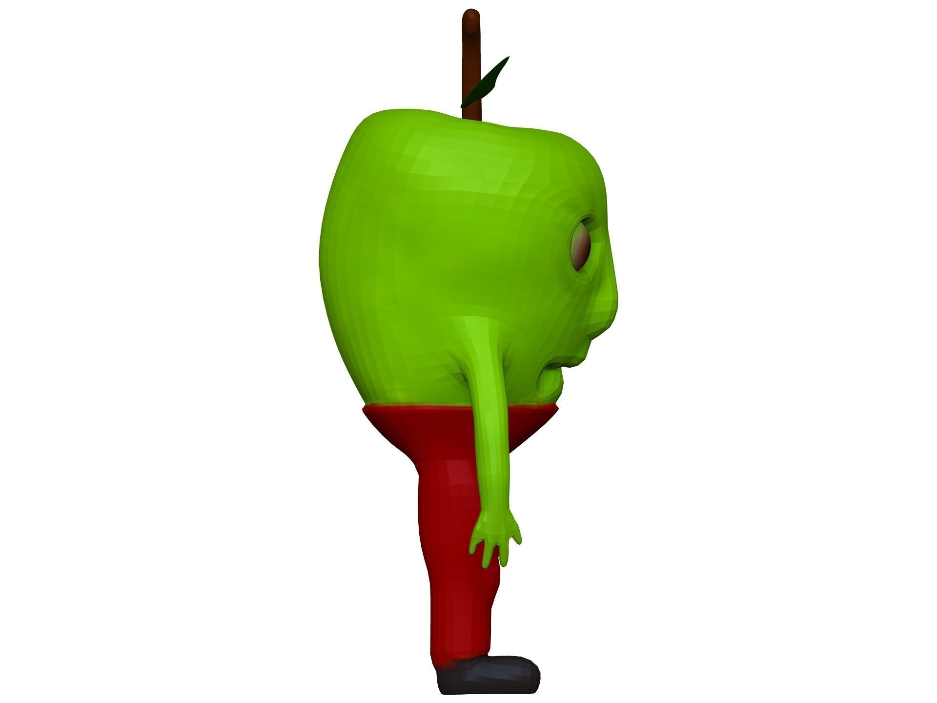 Cartoon Green Apple Low-poly 3D model_6