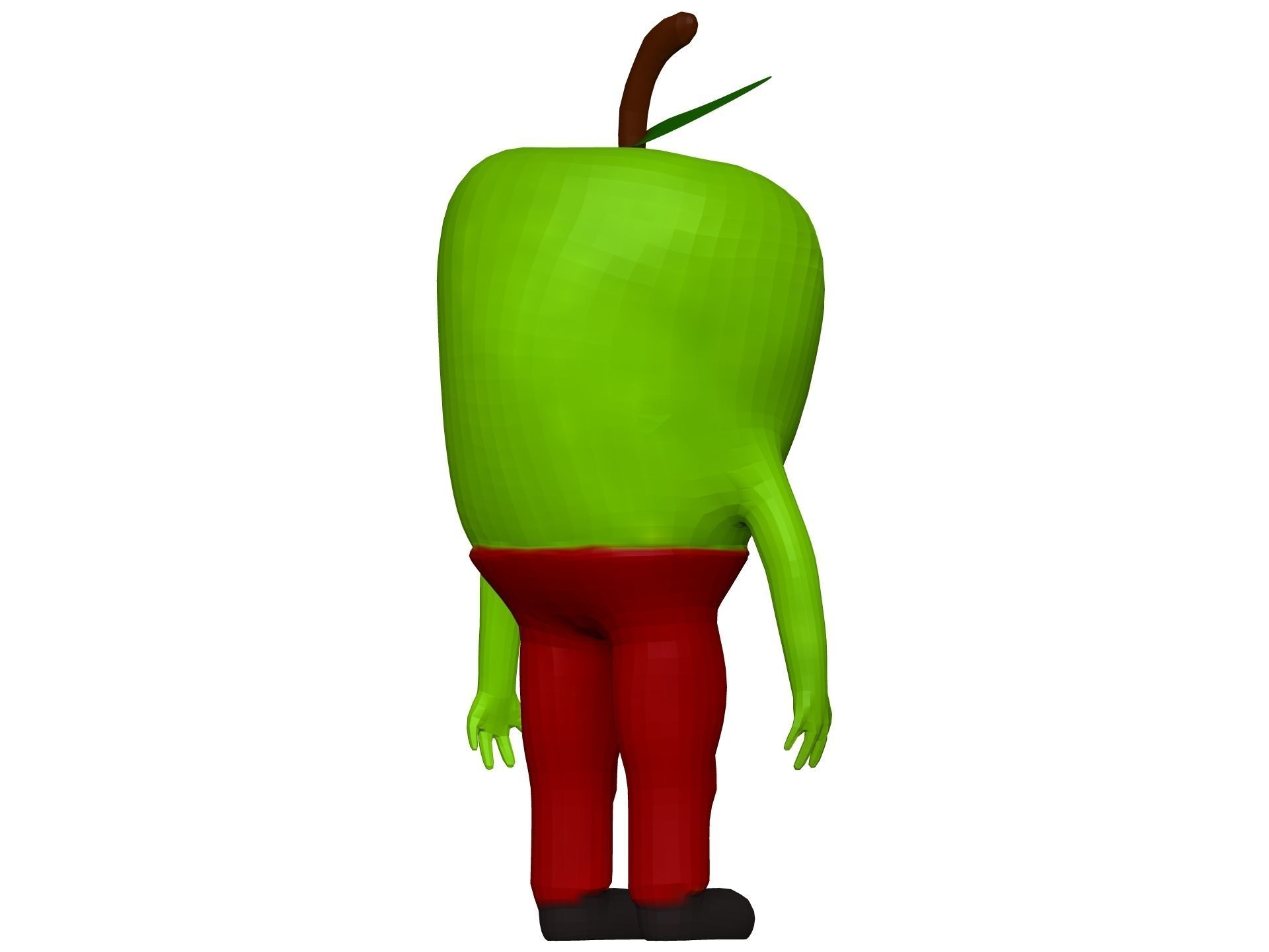 Cartoon Green Apple Low-poly 3D model_5