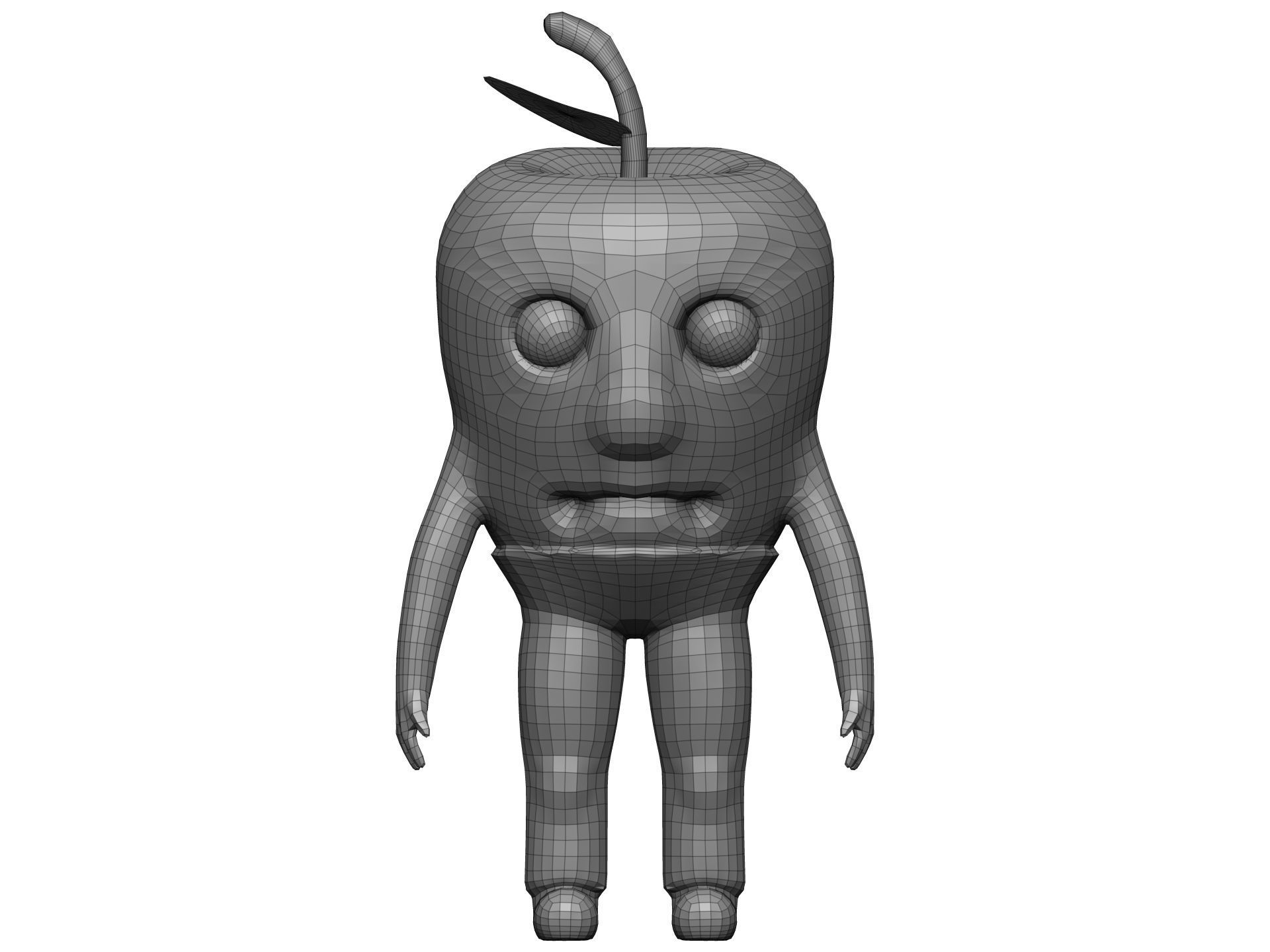 Cartoon Green Apple Low-poly 3D model_14