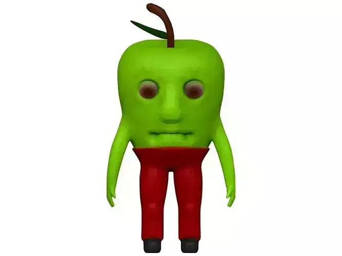 Cartoon Green Apple Low-poly 3D model