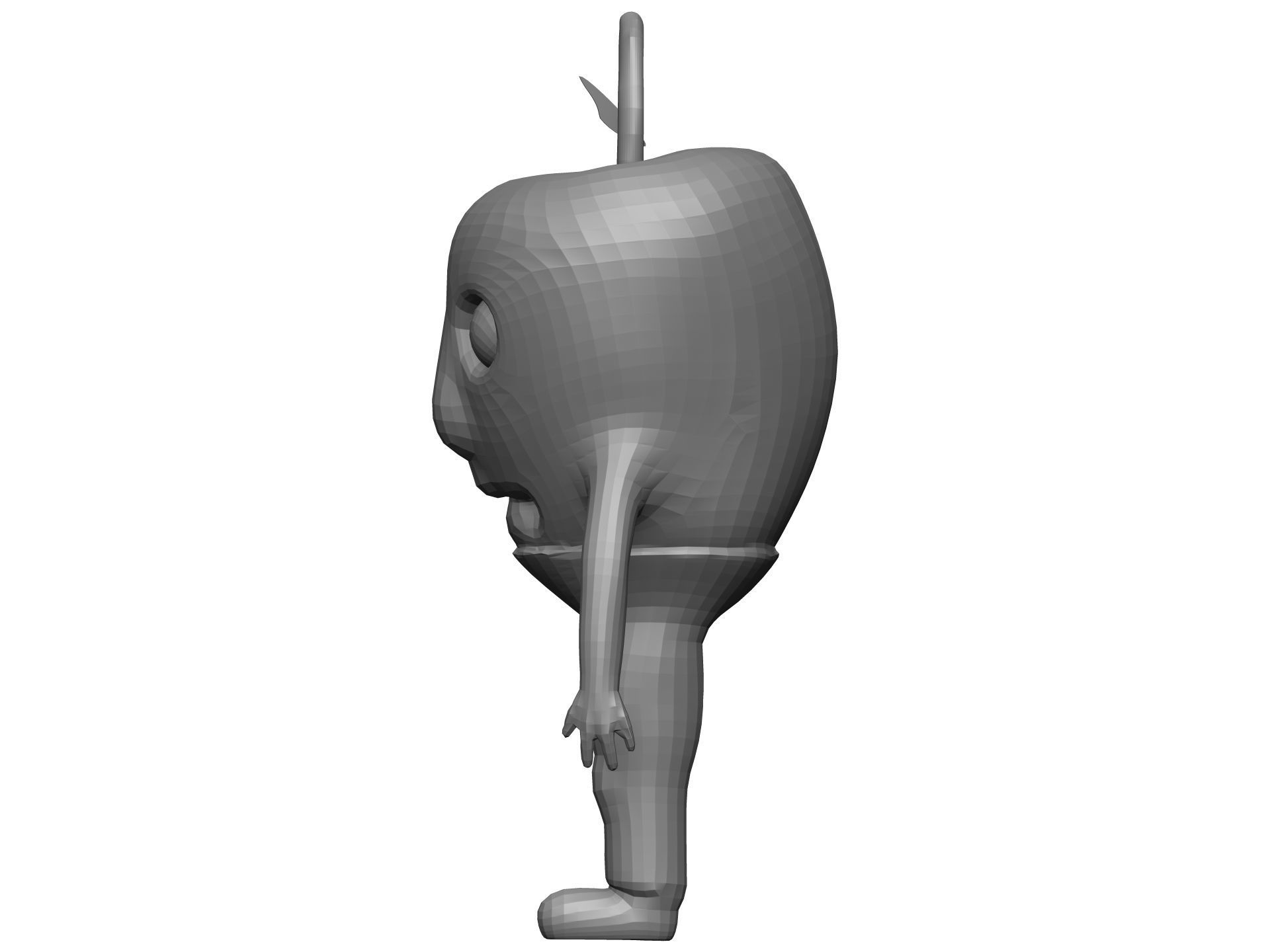 Cartoon Green Apple Low-poly 3D model_10