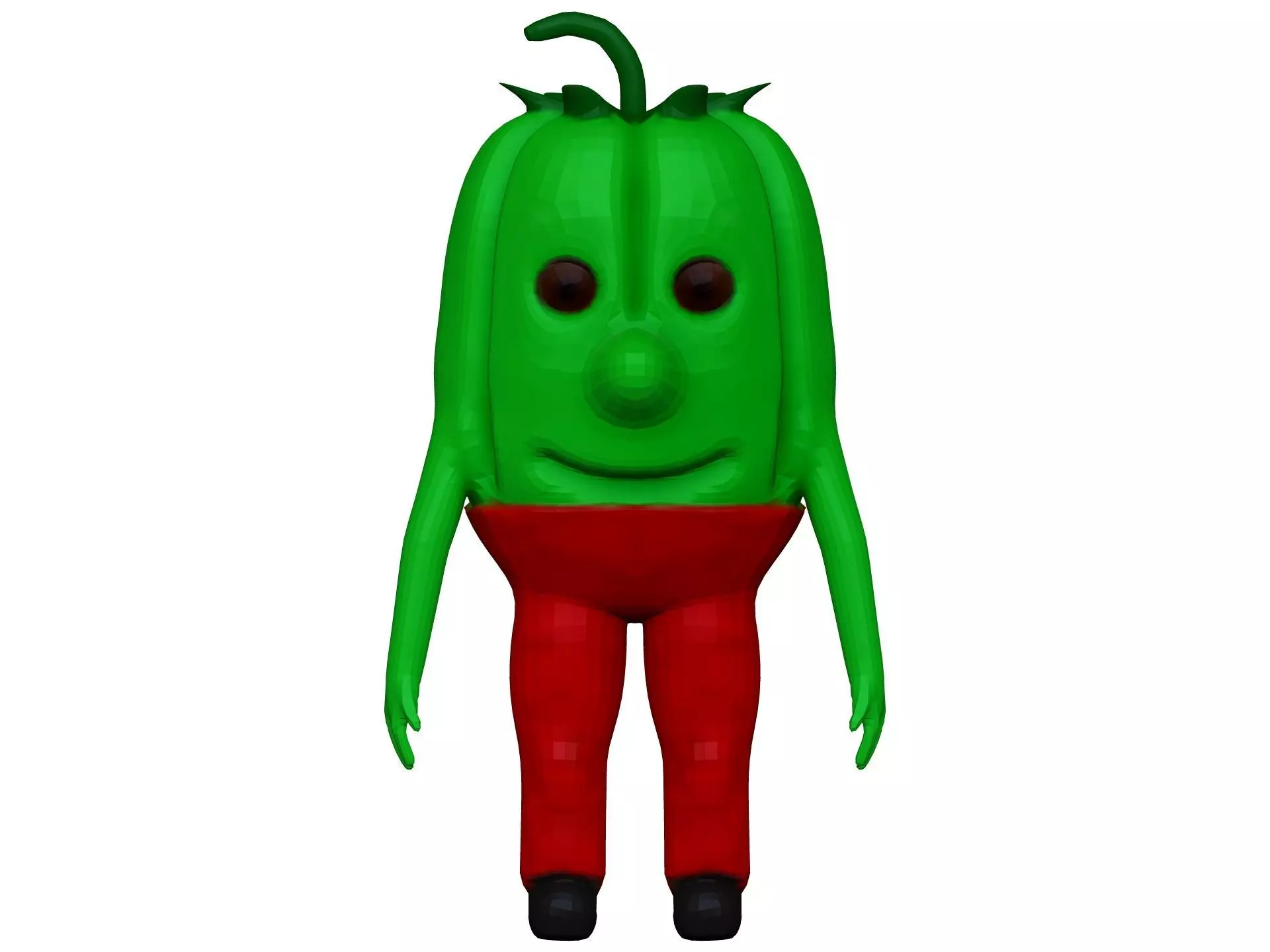 Cartoon Green Pepper Low-poly 3D model_0