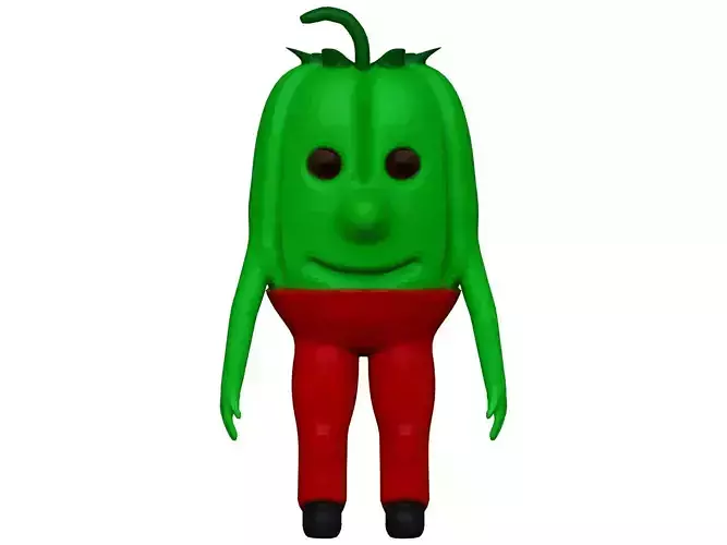 Cartoon Green Pepper Low-poly 3D model