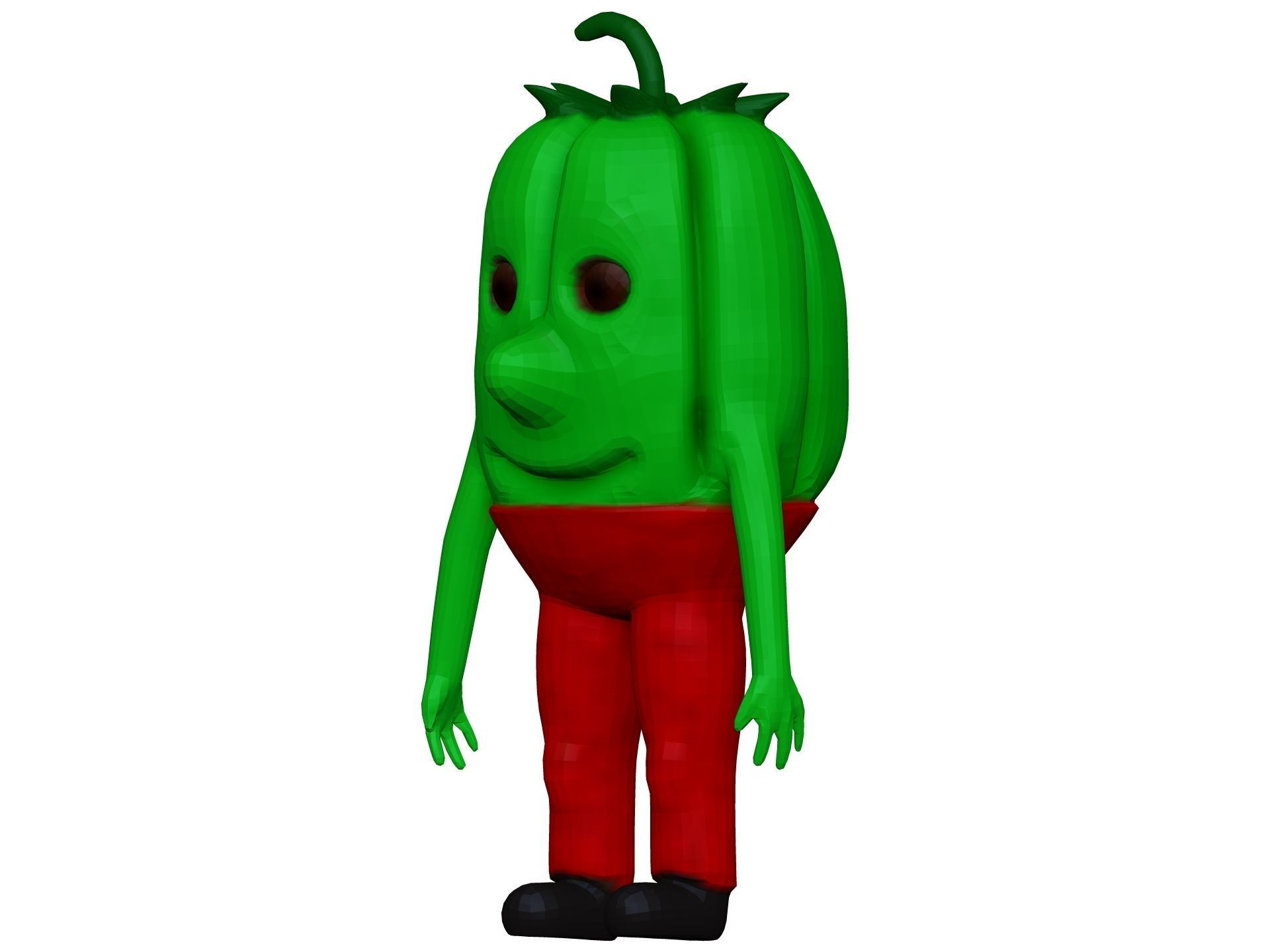 Cartoon Green Pepper Low-poly 3D model_1