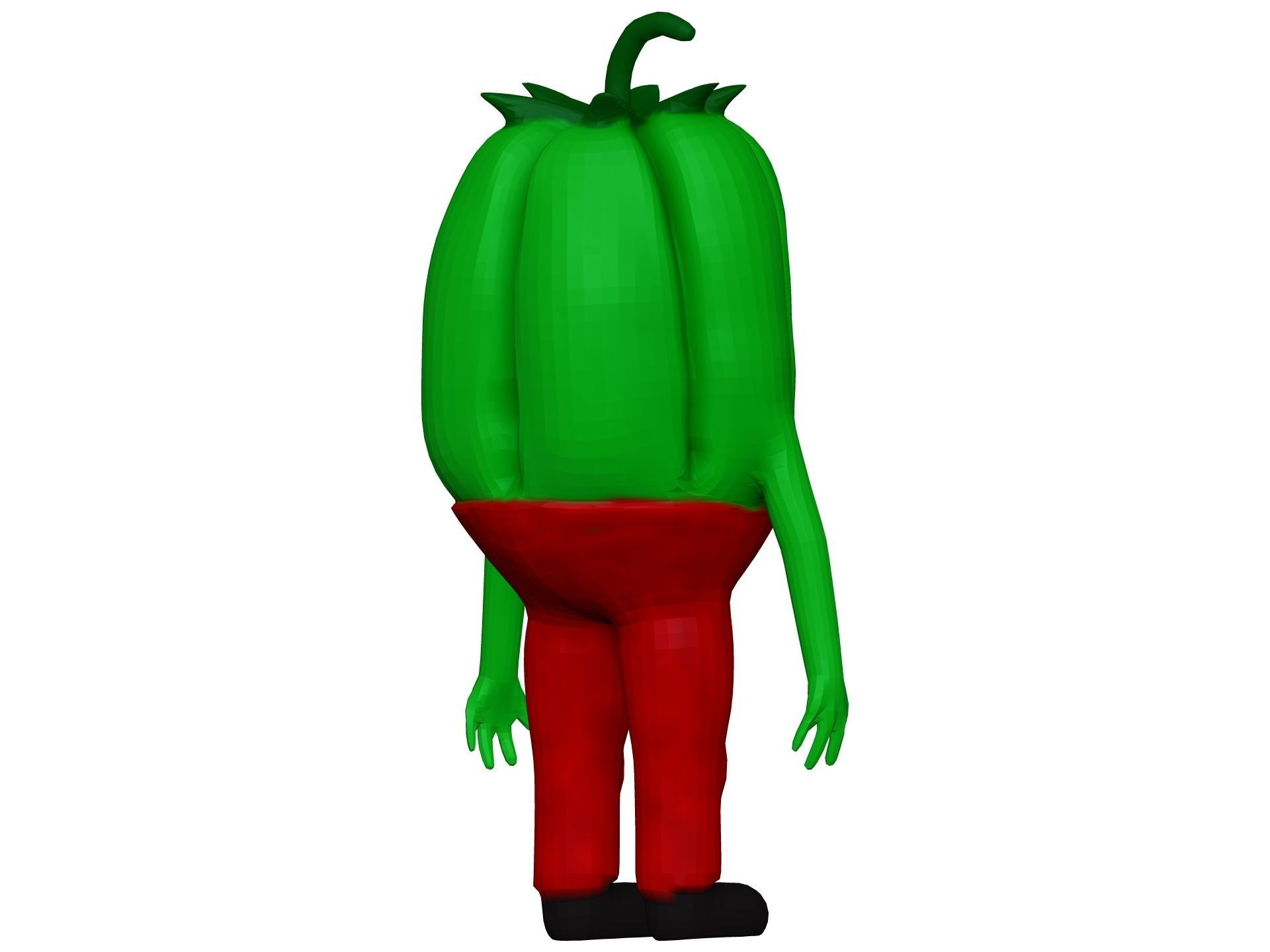 Cartoon Green Pepper Low-poly 3D model_6