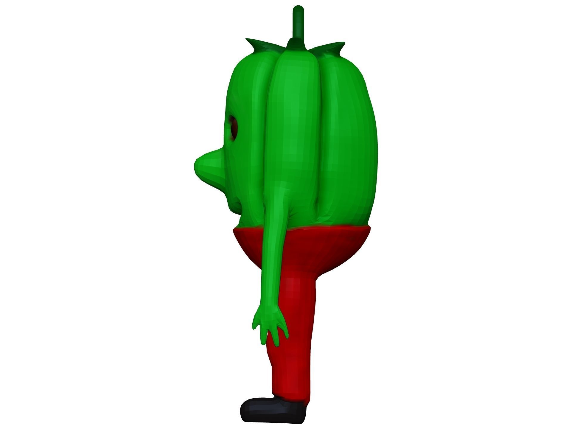 Cartoon Green Pepper Low-poly 3D model_2