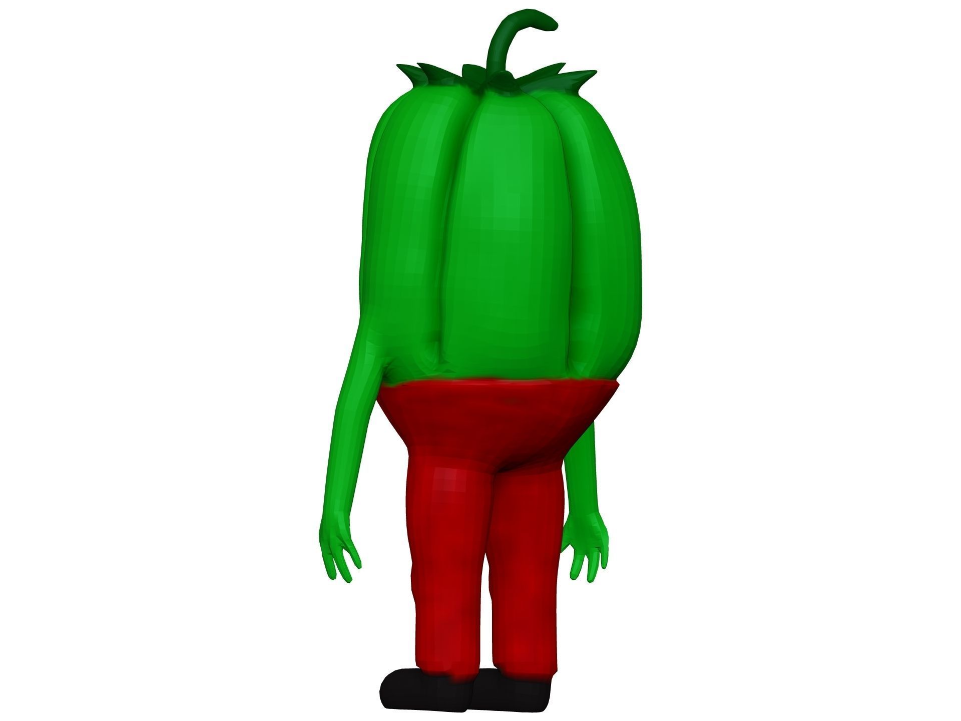 Cartoon Green Pepper Low-poly 3D model_3