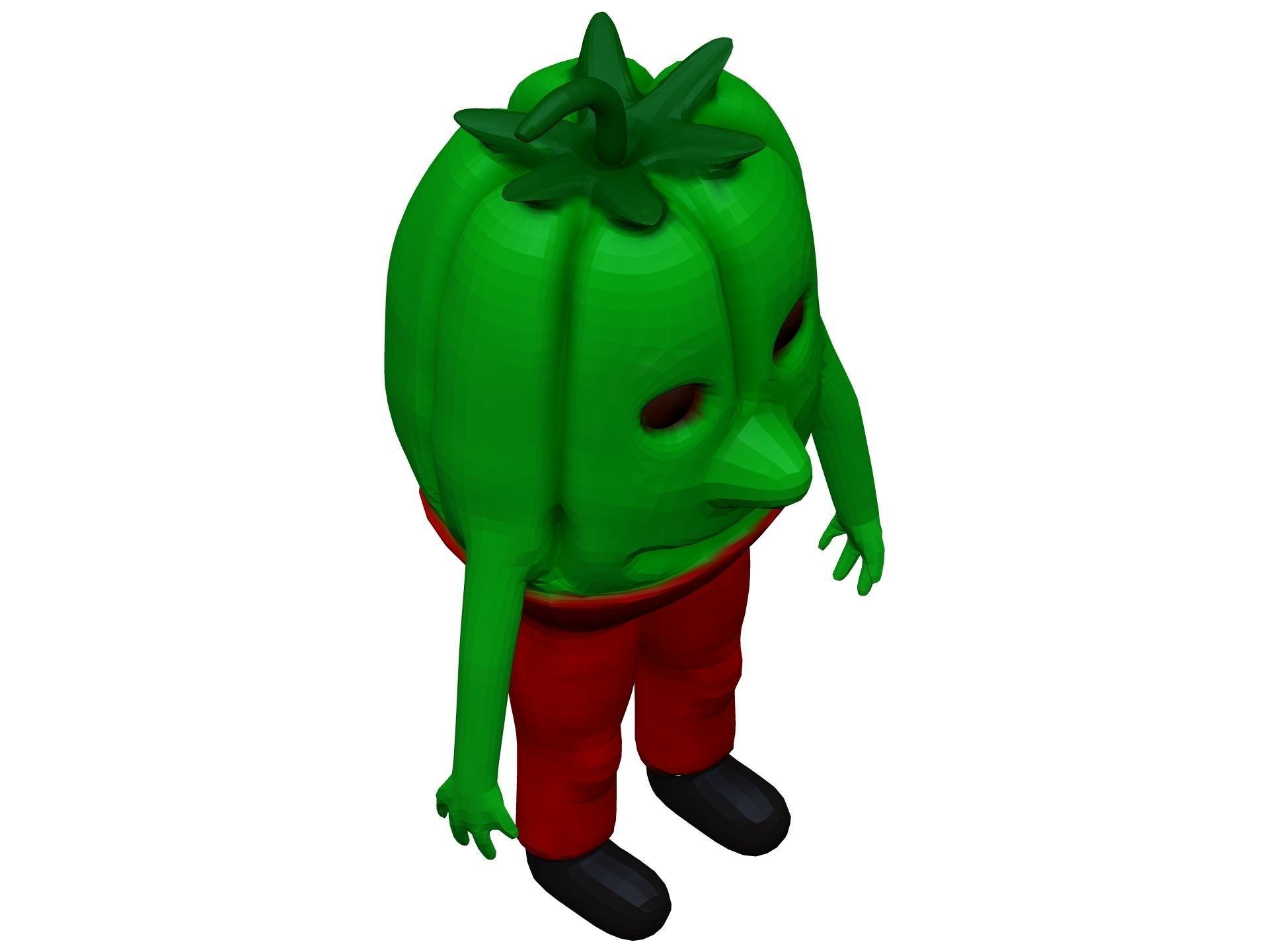Cartoon Green Pepper Low-poly 3D model_8