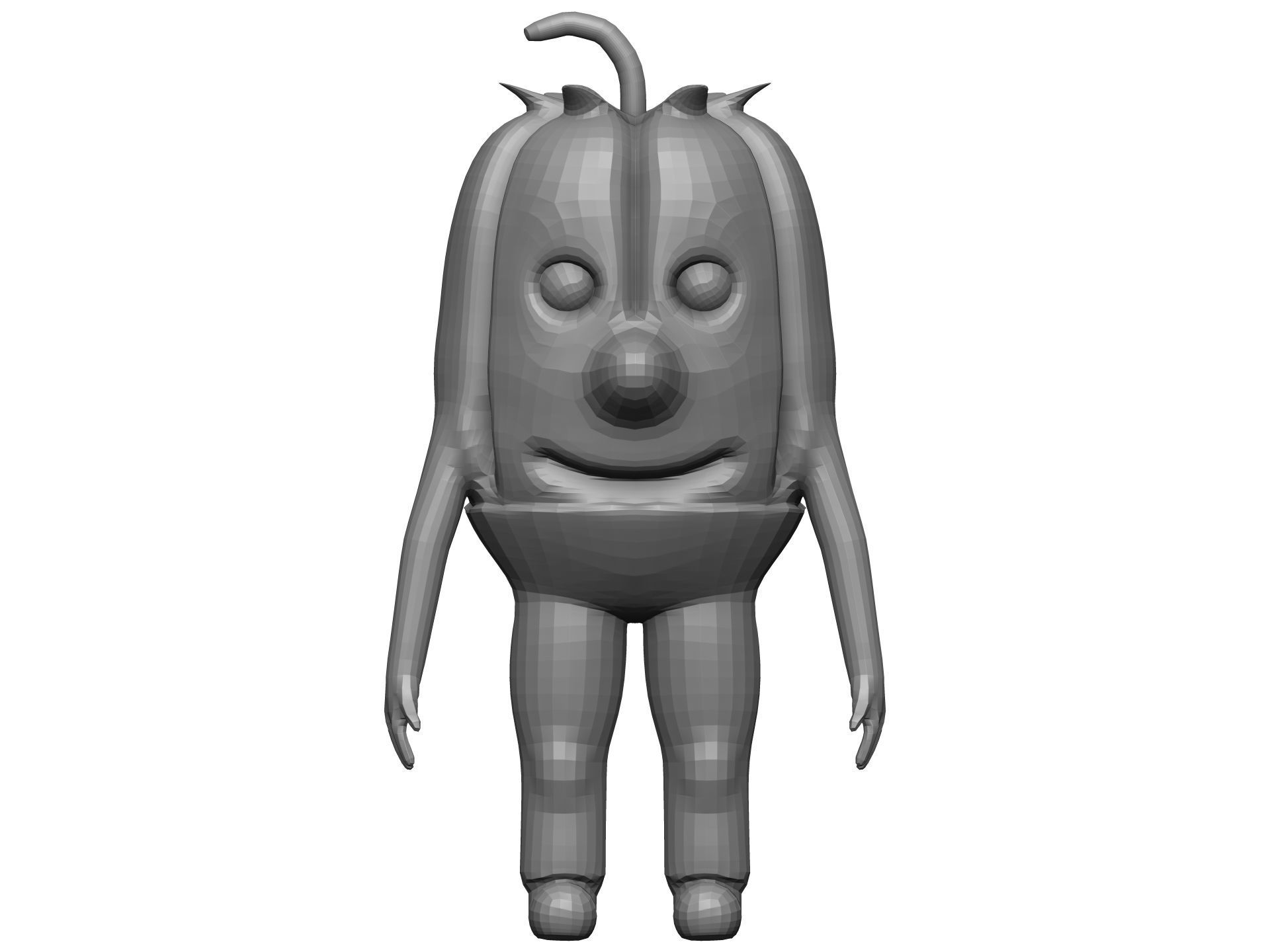 Cartoon Green Pepper Low-poly 3D model_10