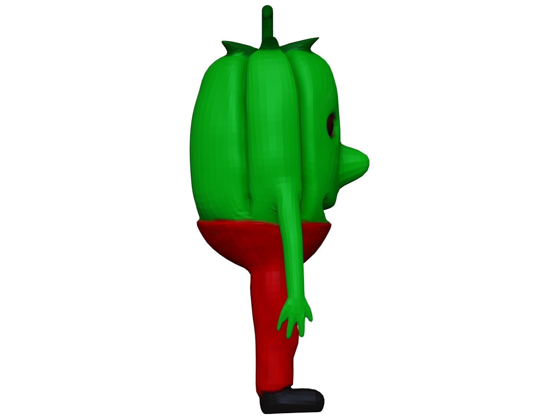 Cartoon Green Pepper Low-poly 3D model_7