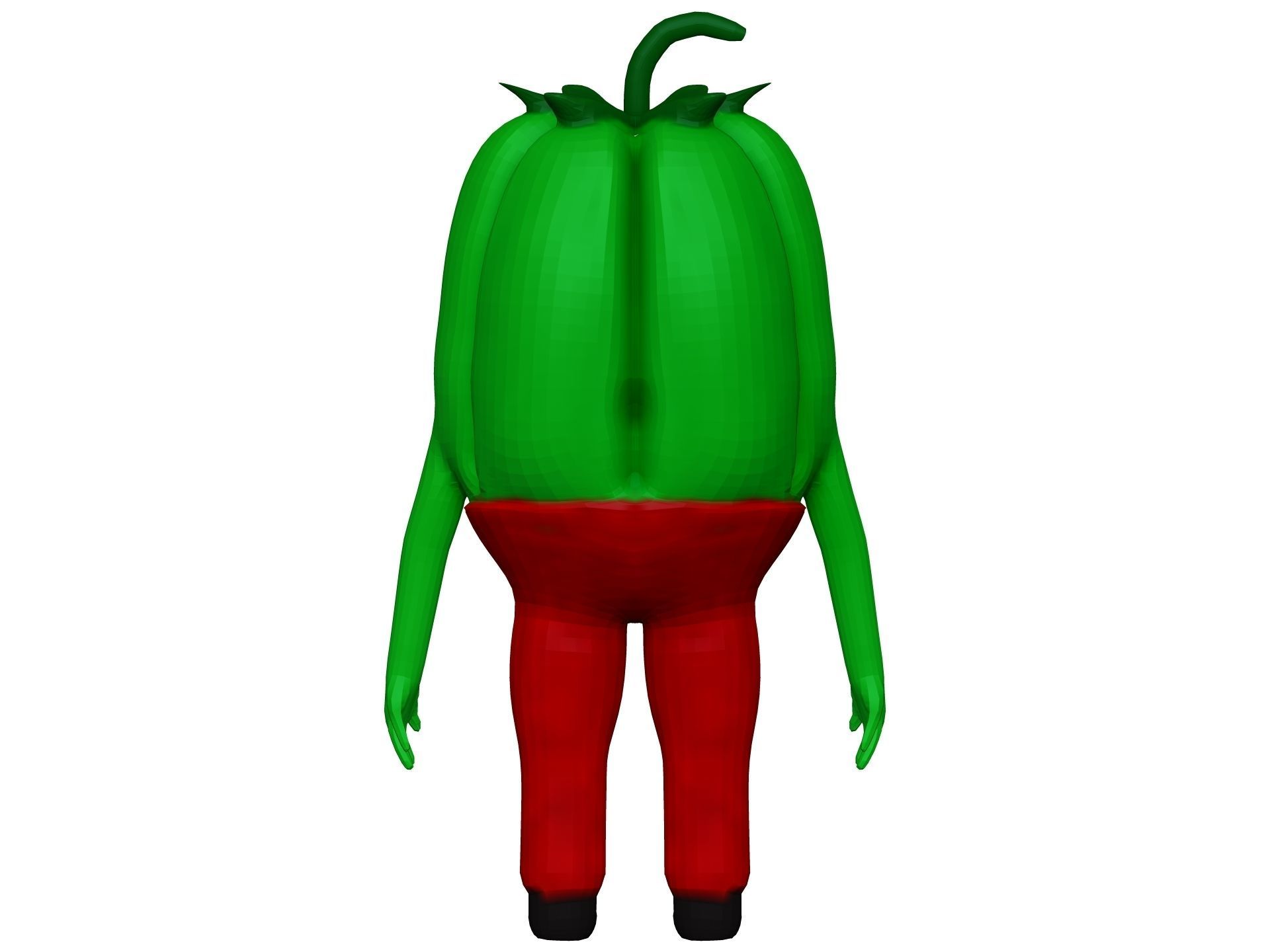 Cartoon Green Pepper Low-poly 3D model_5