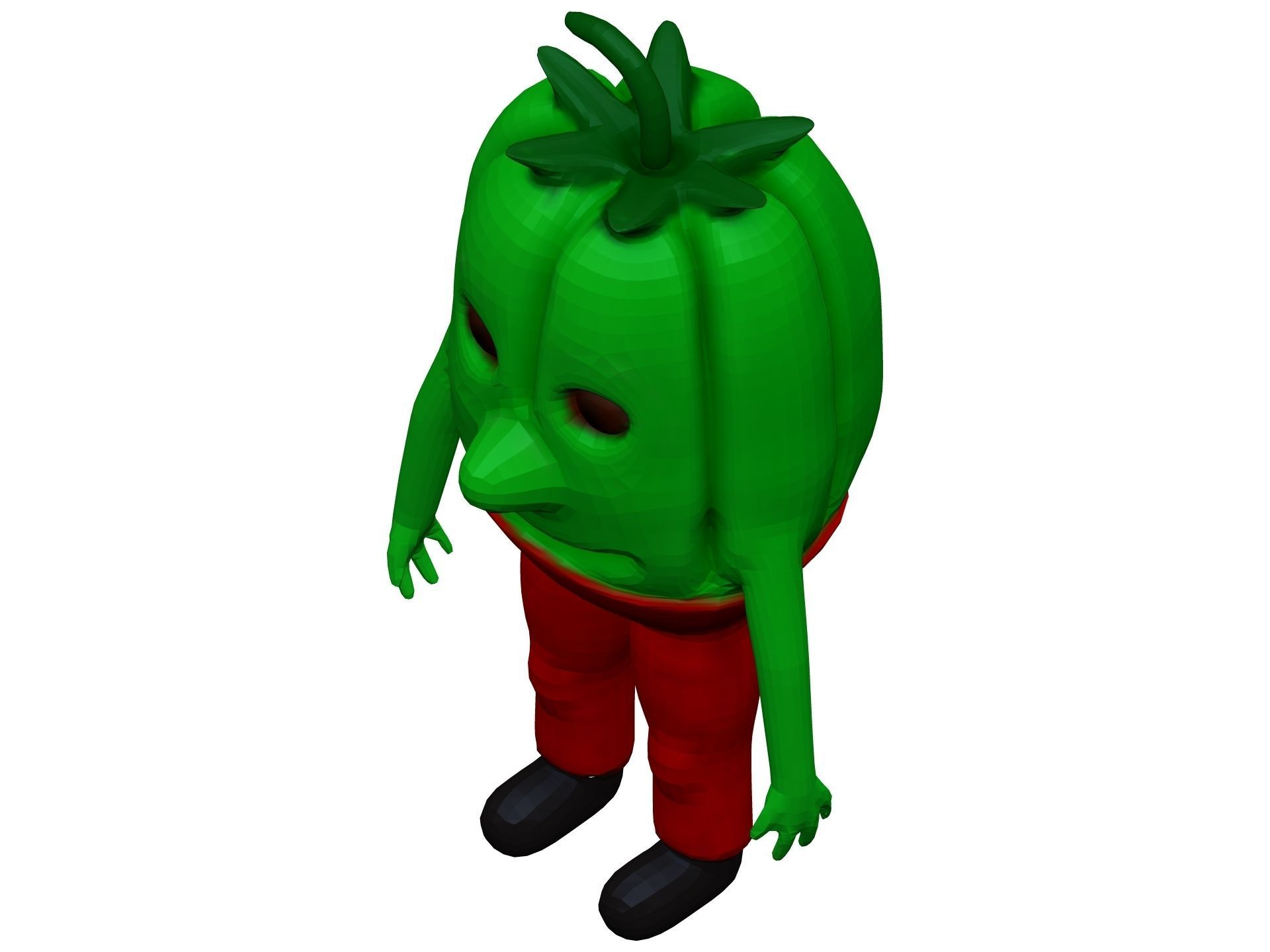 Cartoon Green Pepper Low-poly 3D model_9