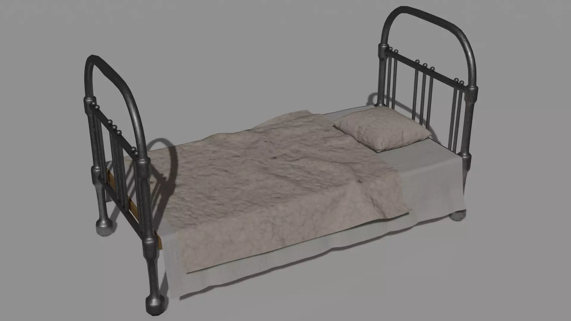 Old Single Beds 3D Model 3D model_0