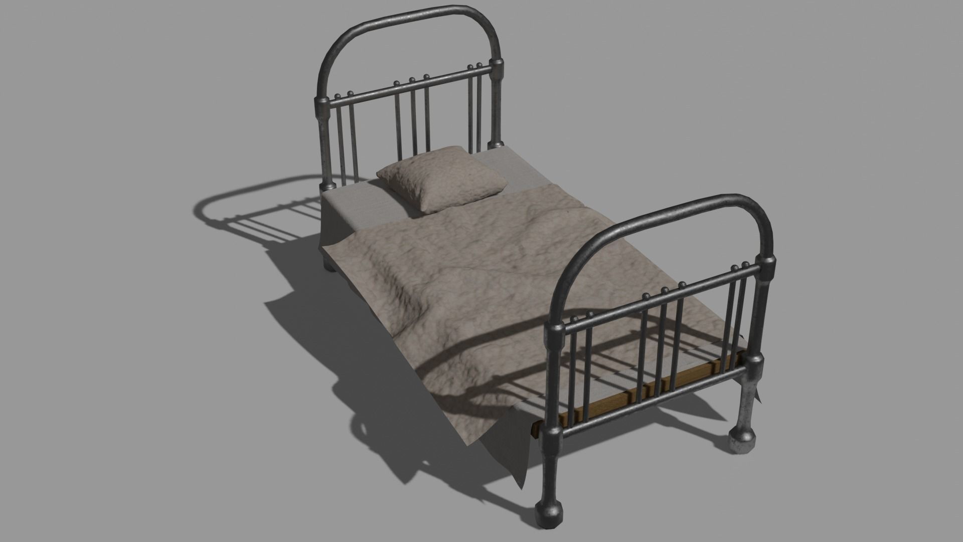 Old Single Beds 3D Model 3D model_1