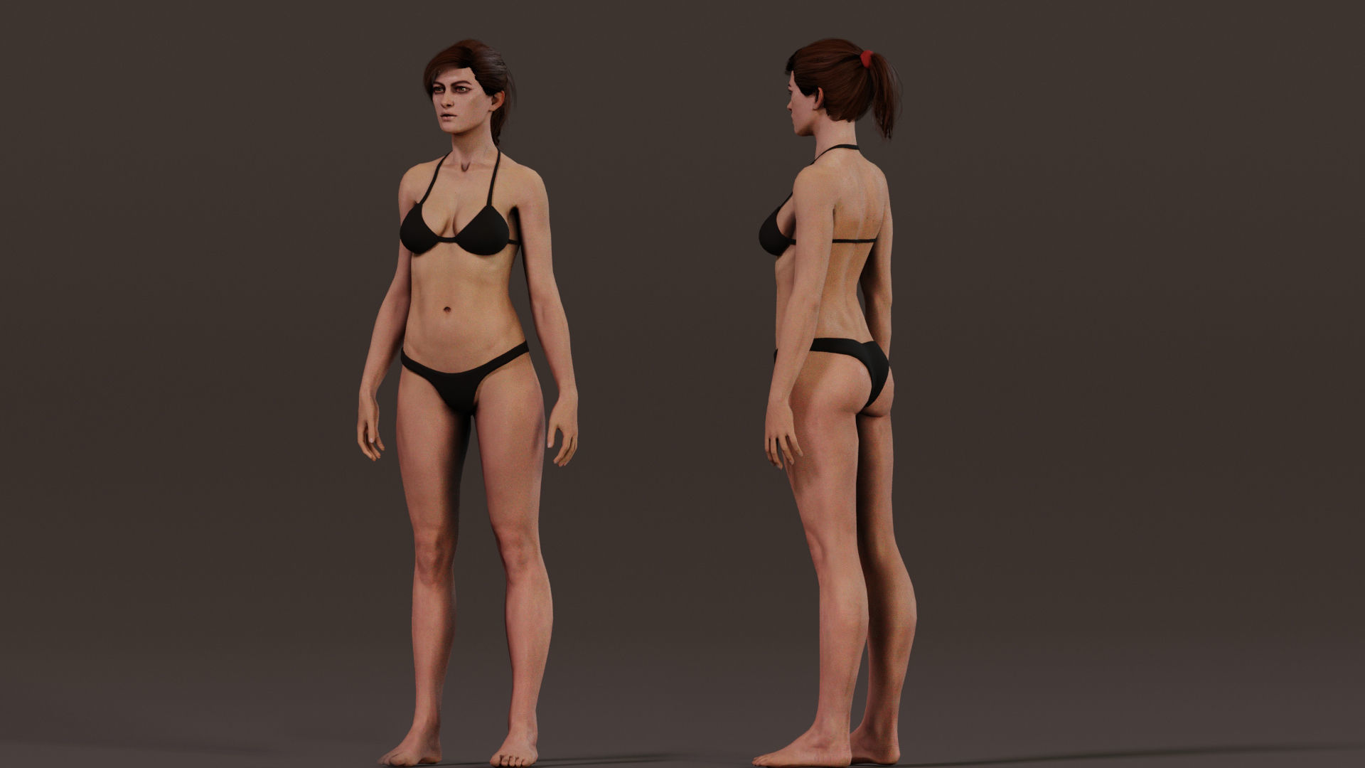 Female Base character Rig Low-poly 3D model_5