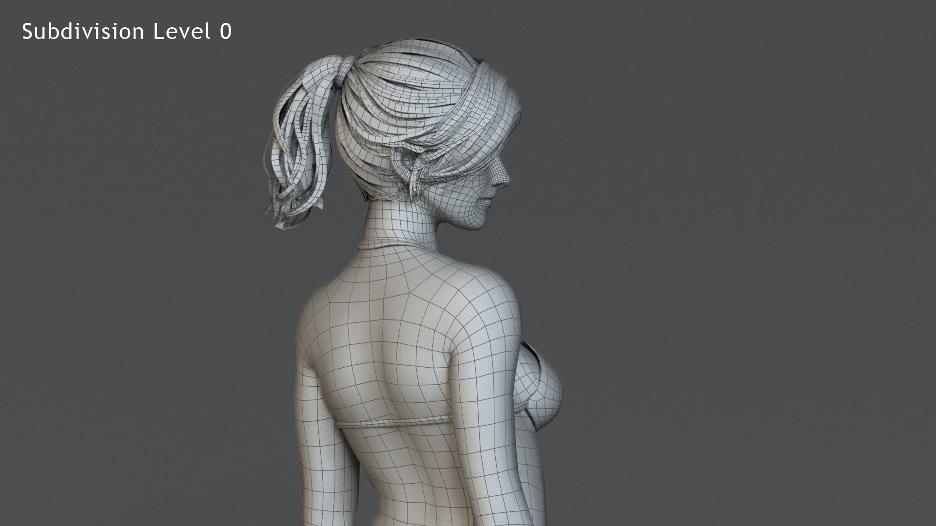 Female Base character Rig Low-poly 3D model_18