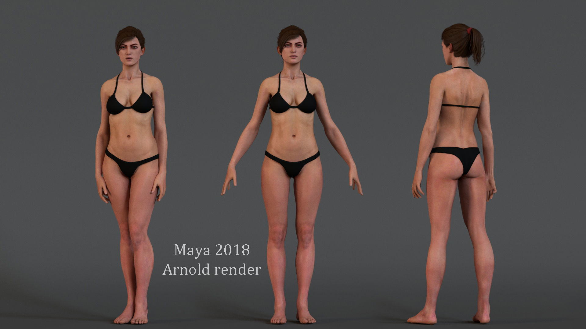 Female Base character Rig Low-poly 3D model_8