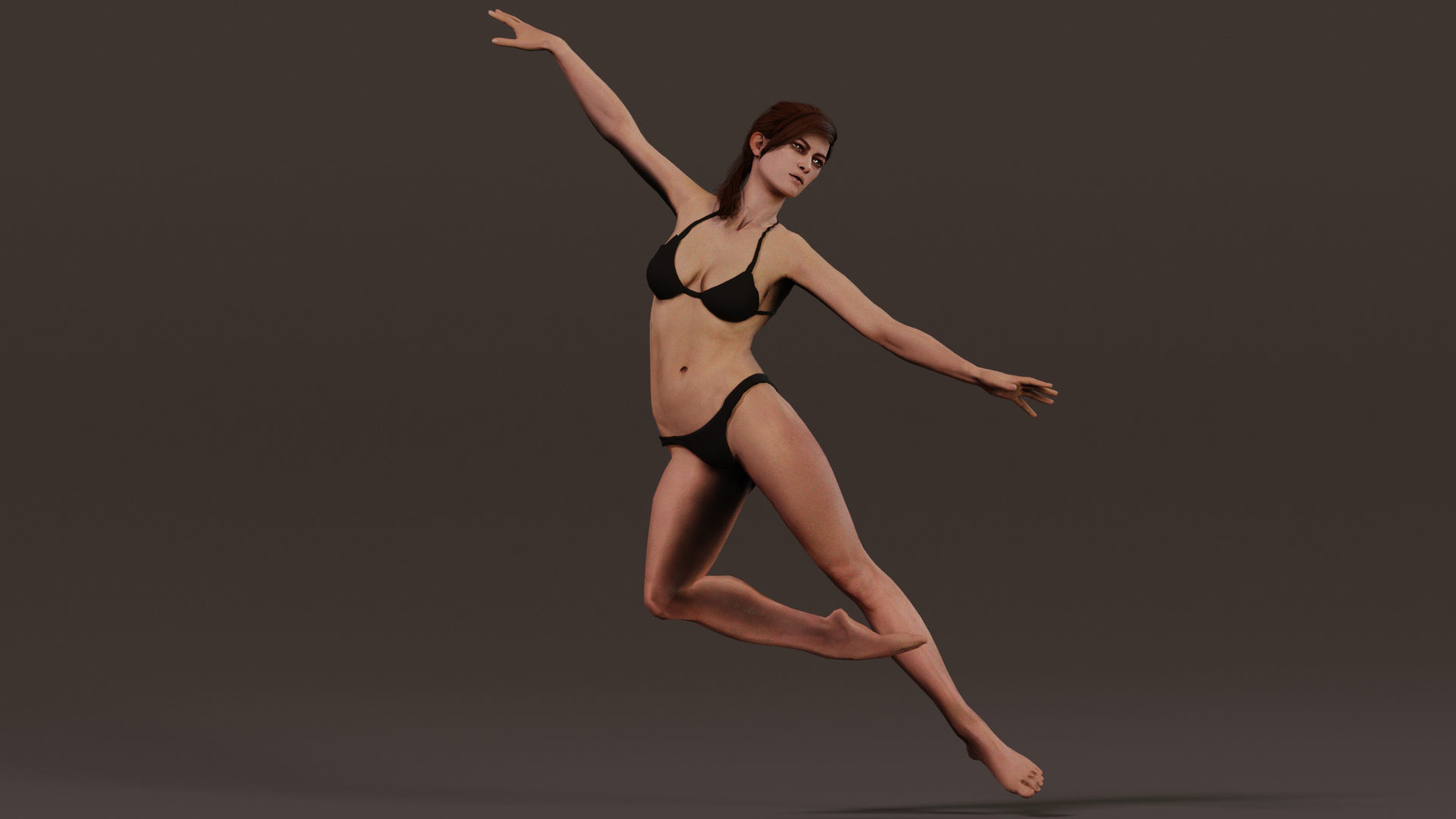Female Base character Rig Low-poly 3D model_4