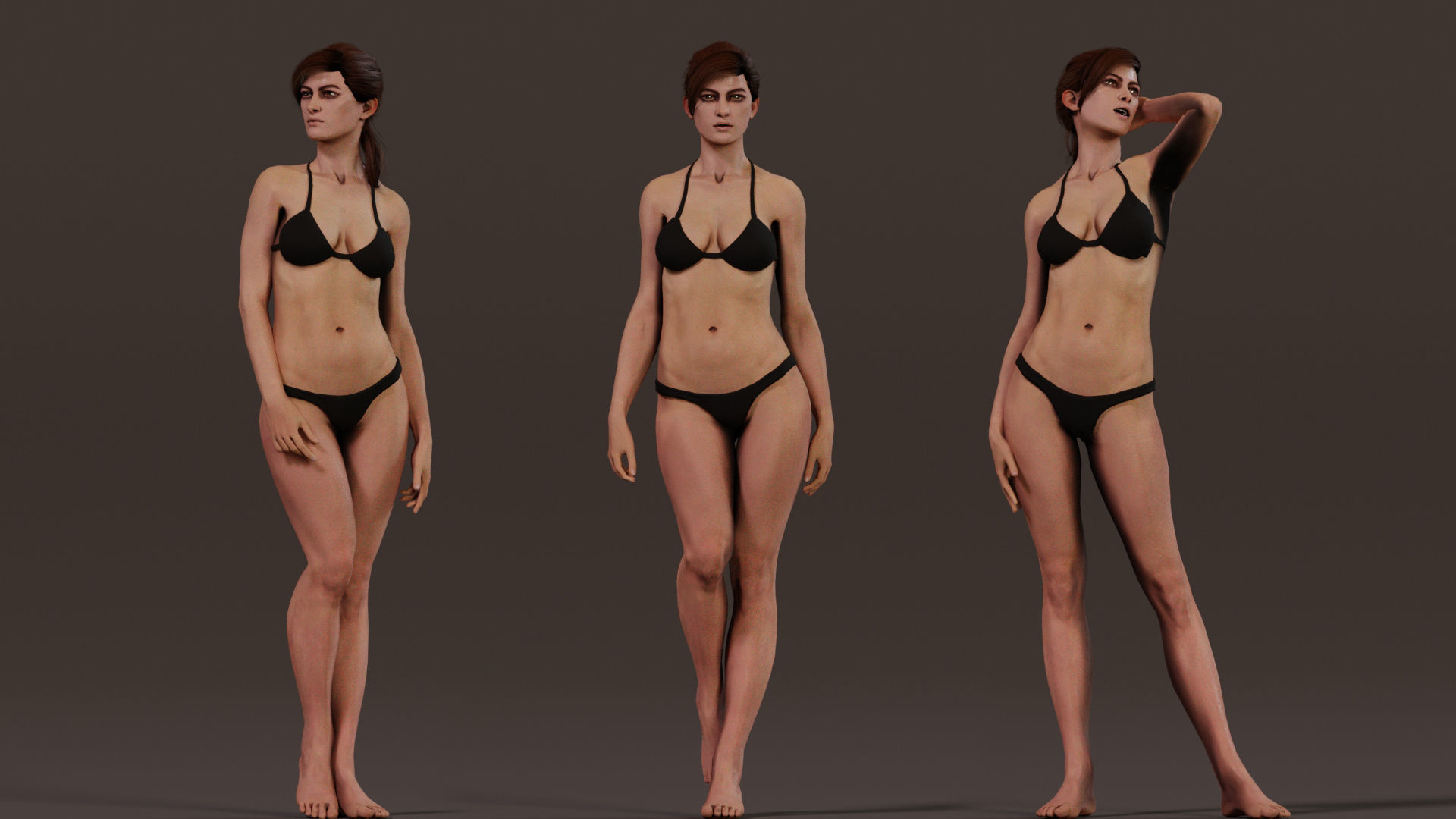 Female Base character Rig Low-poly 3D model_3