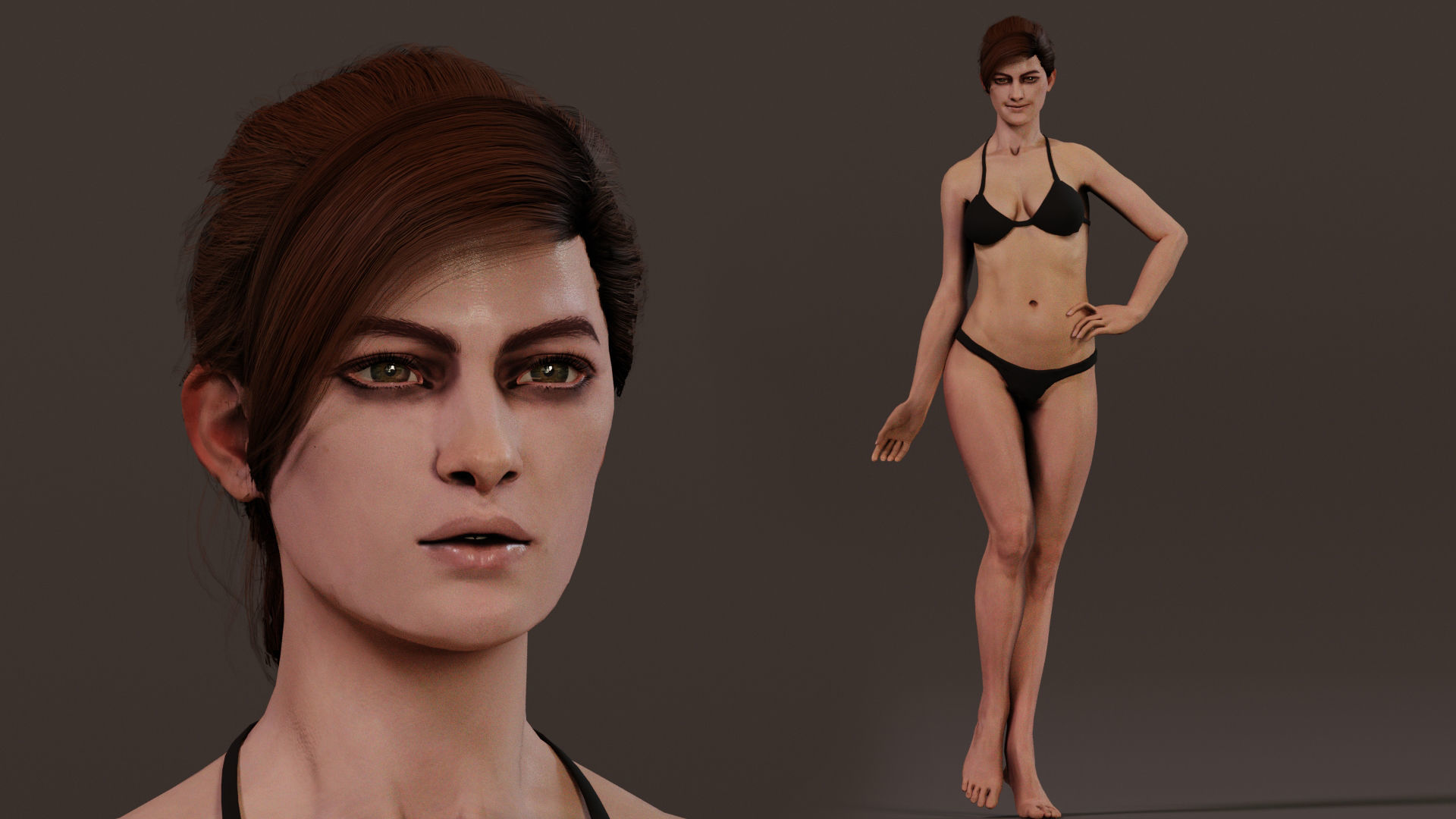 Female Base character Rig Low-poly 3D model_6