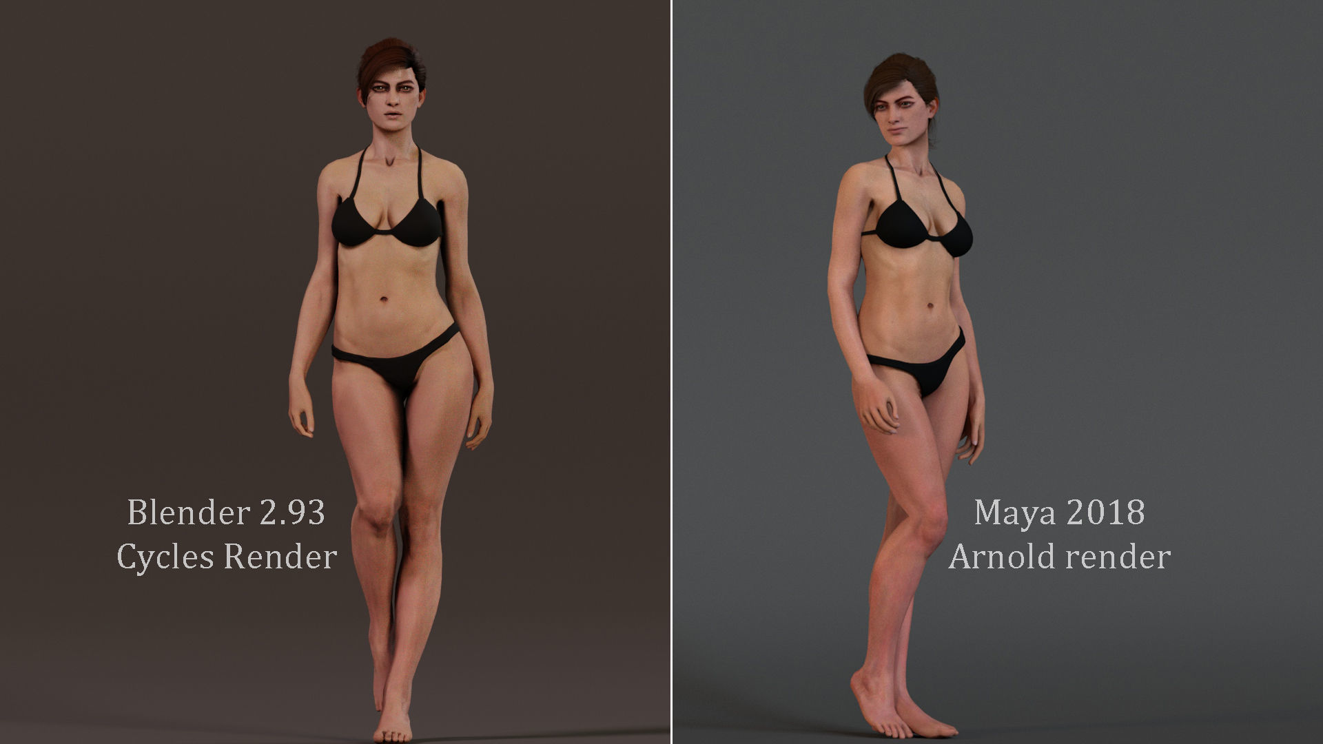Female Base character Rig Low-poly 3D model_12