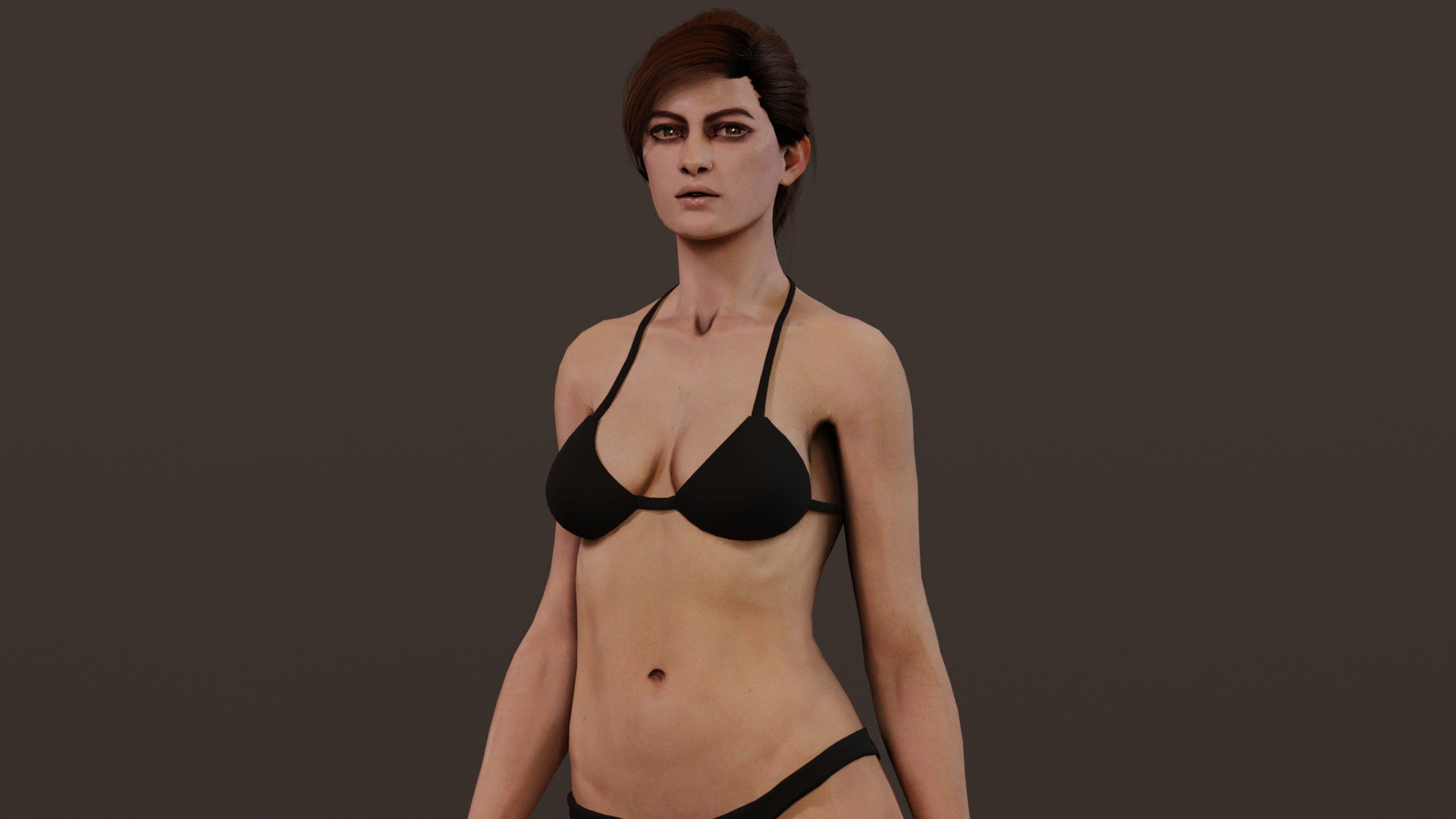 Female Base character Rig Low-poly 3D model_7