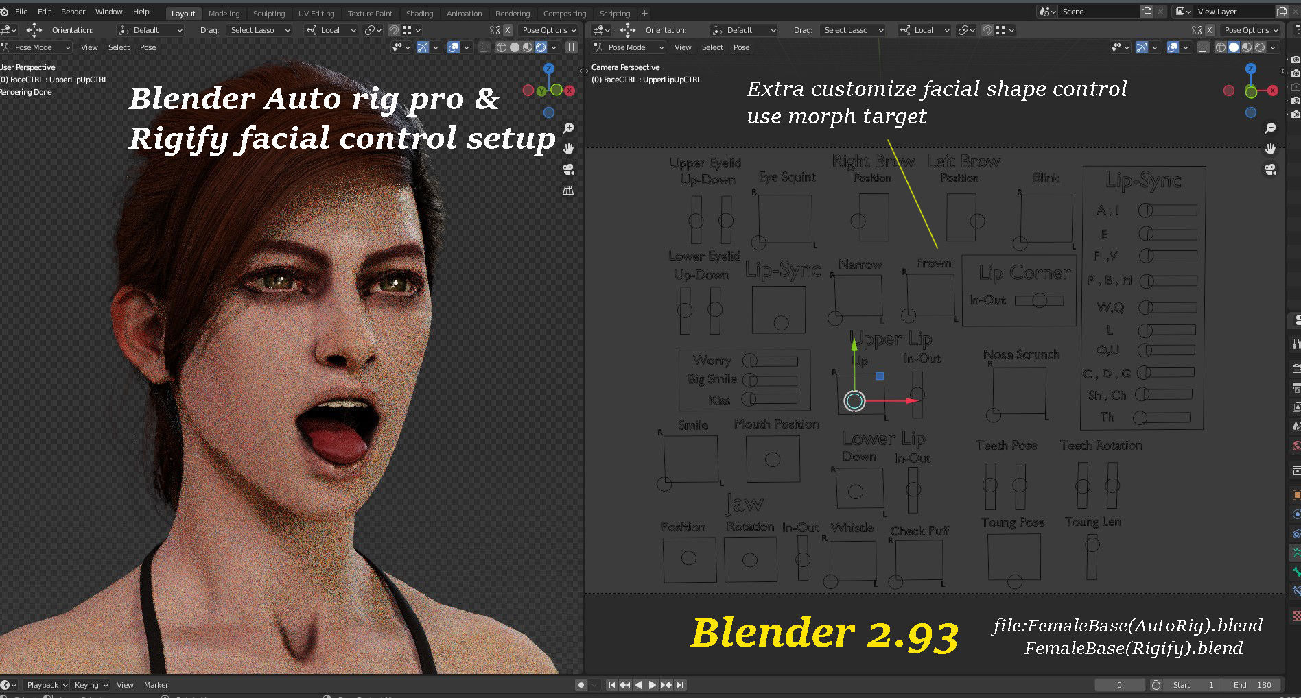 Female Base character Rig Low-poly 3D model_24