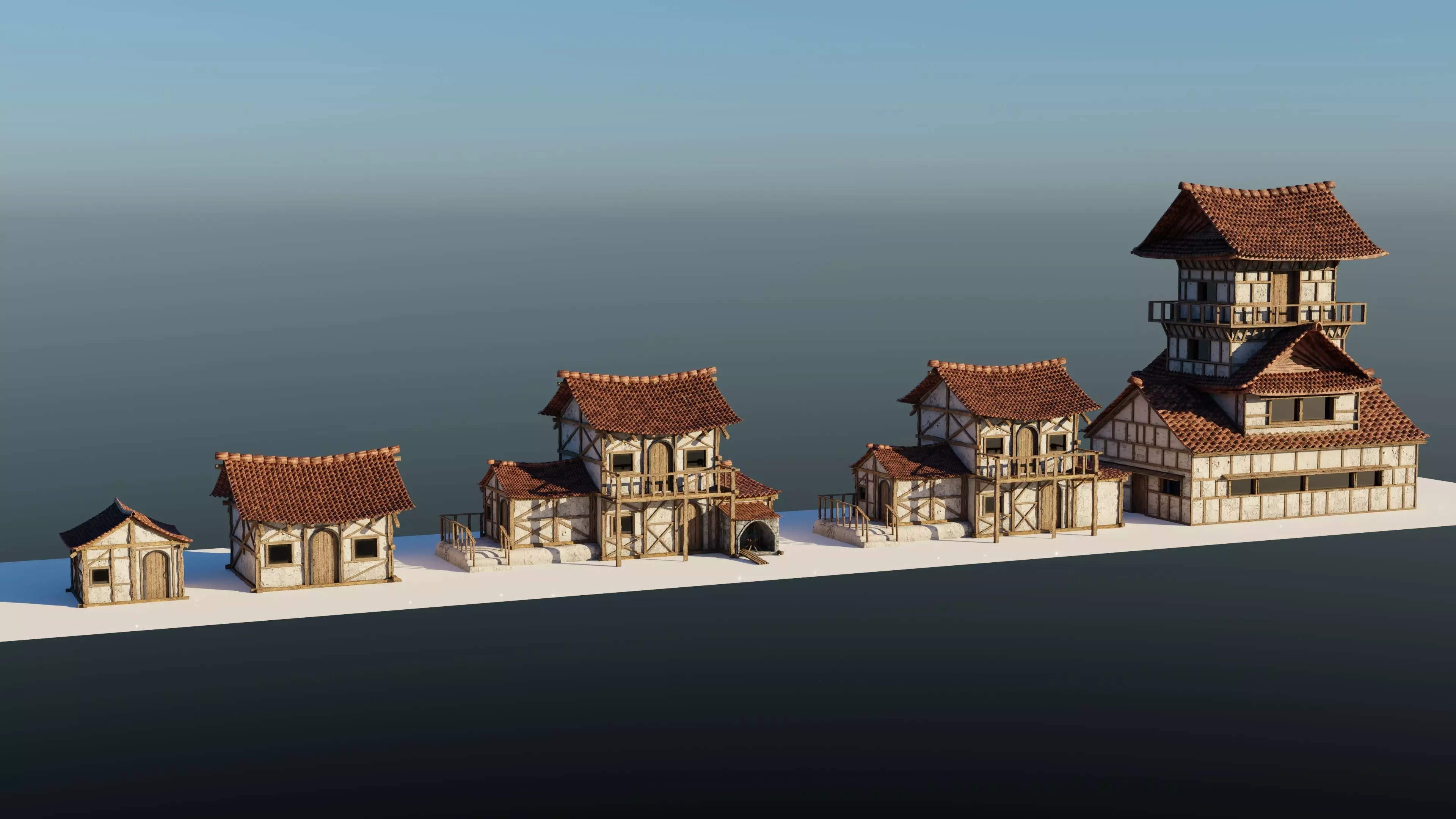 Japanese Houses 3D model_0