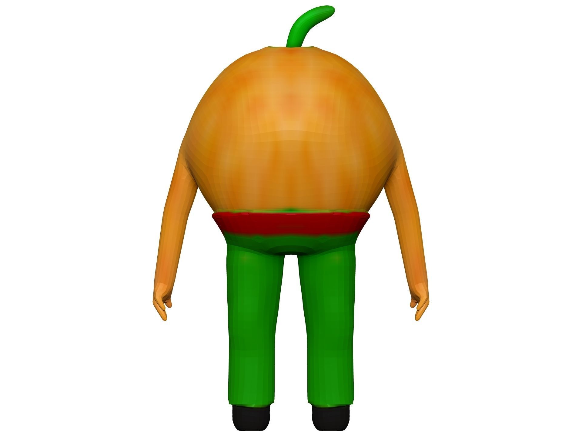 Cartoon Orange Low-poly 3D model_4