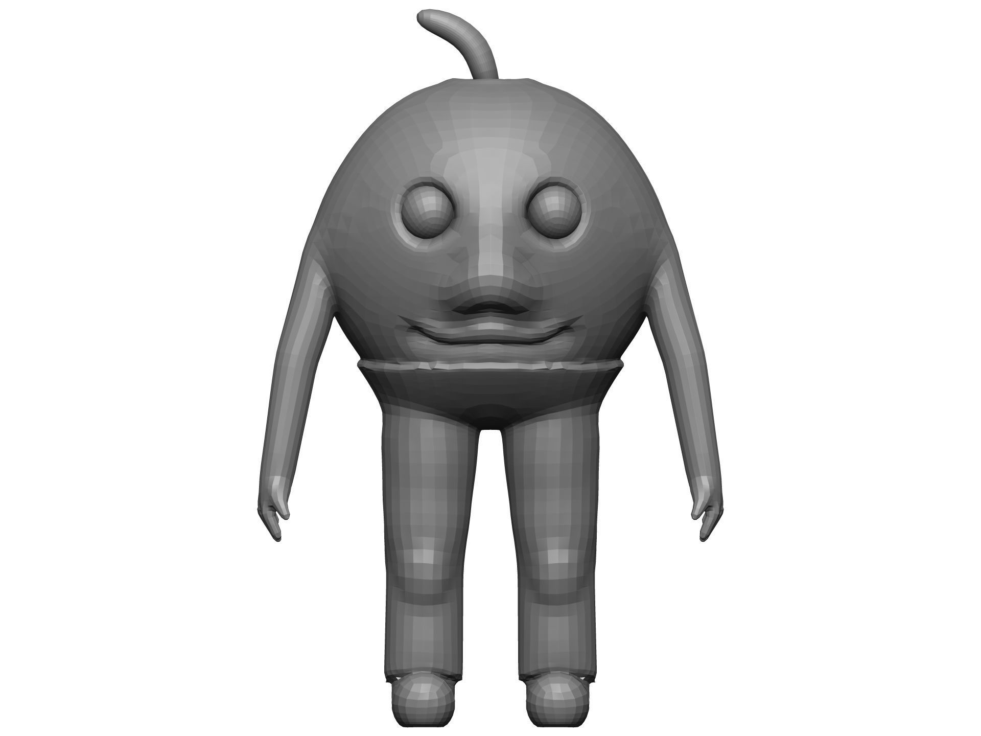 Cartoon Orange Low-poly 3D model_9