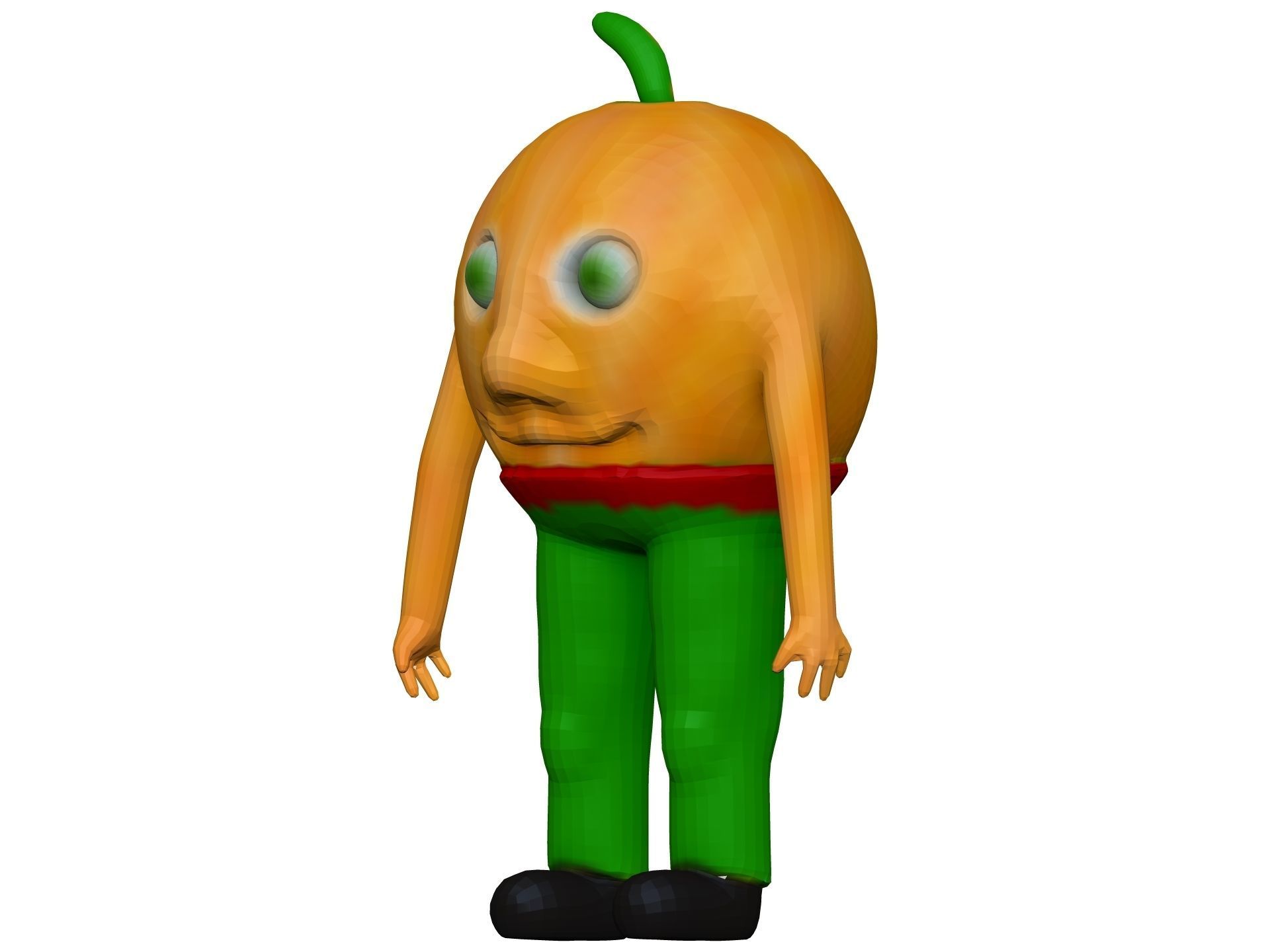 Cartoon Orange Low-poly 3D model_1