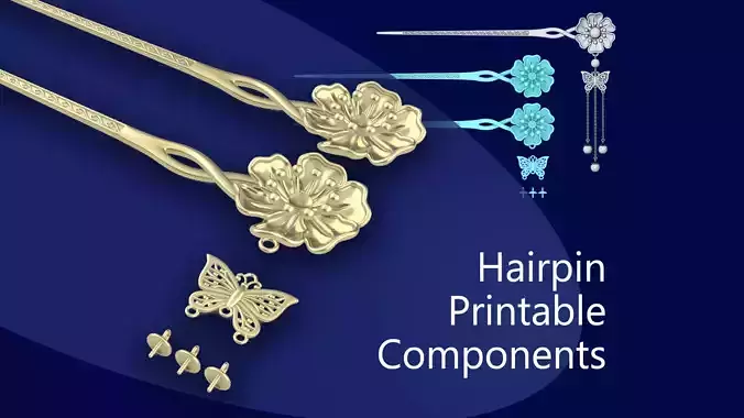 Chinese Flower Hairstick-Hair Pin-Accessories Components