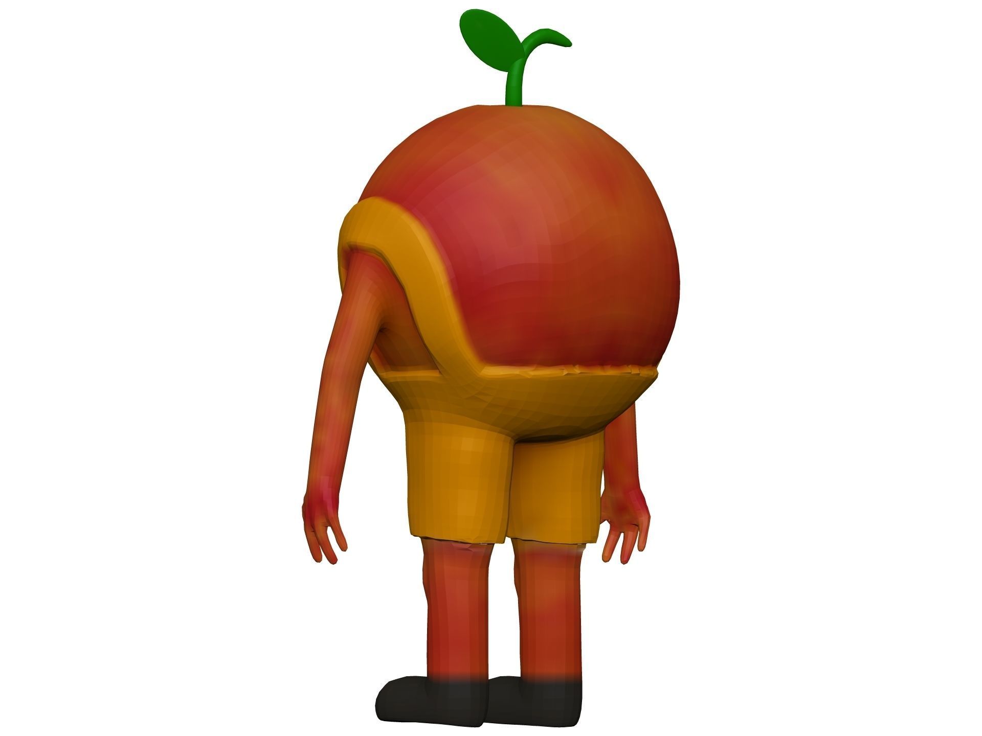 Cartoon Peach Low-poly 3D model_3