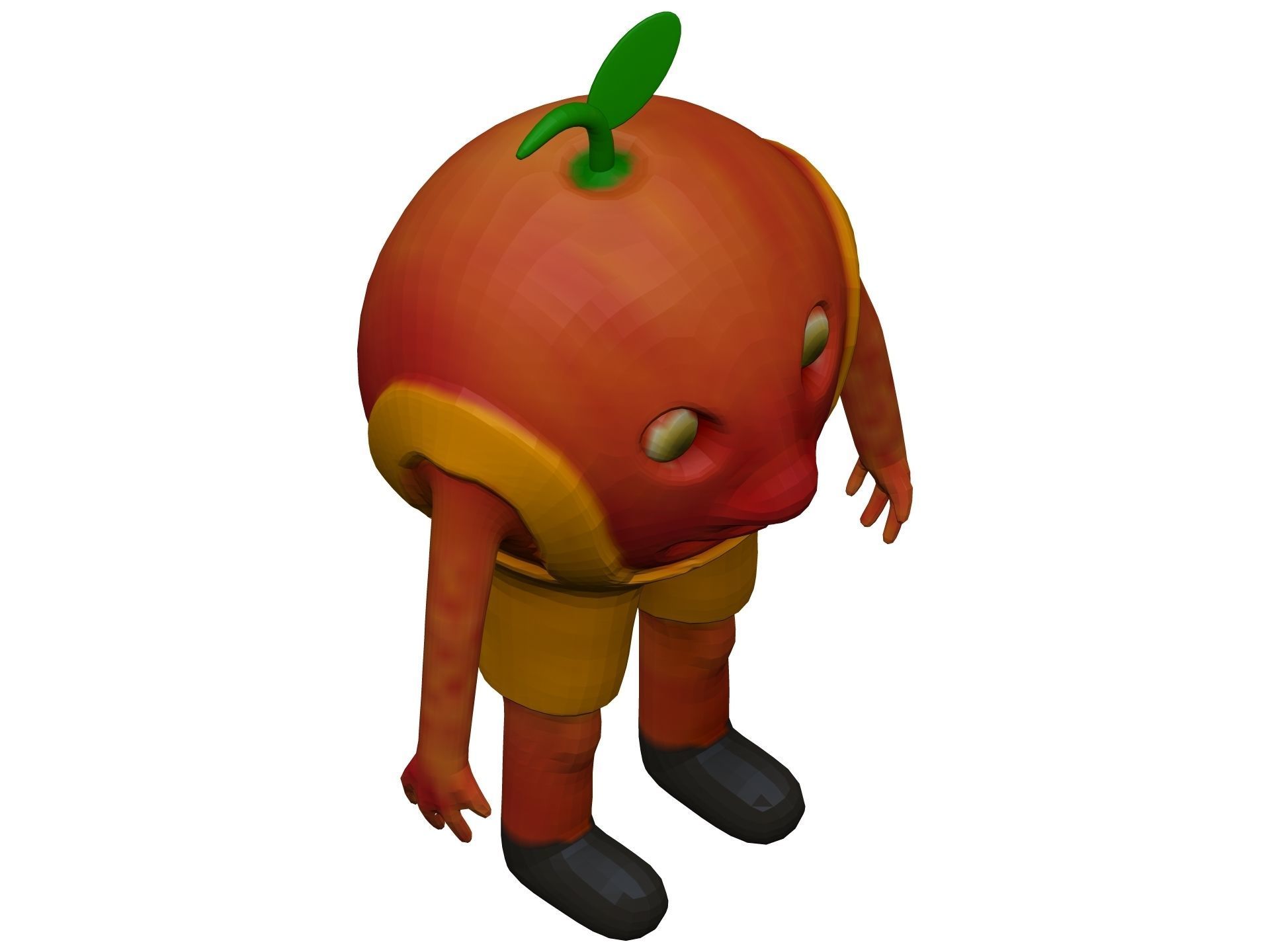 Cartoon Peach Low-poly 3D model_7