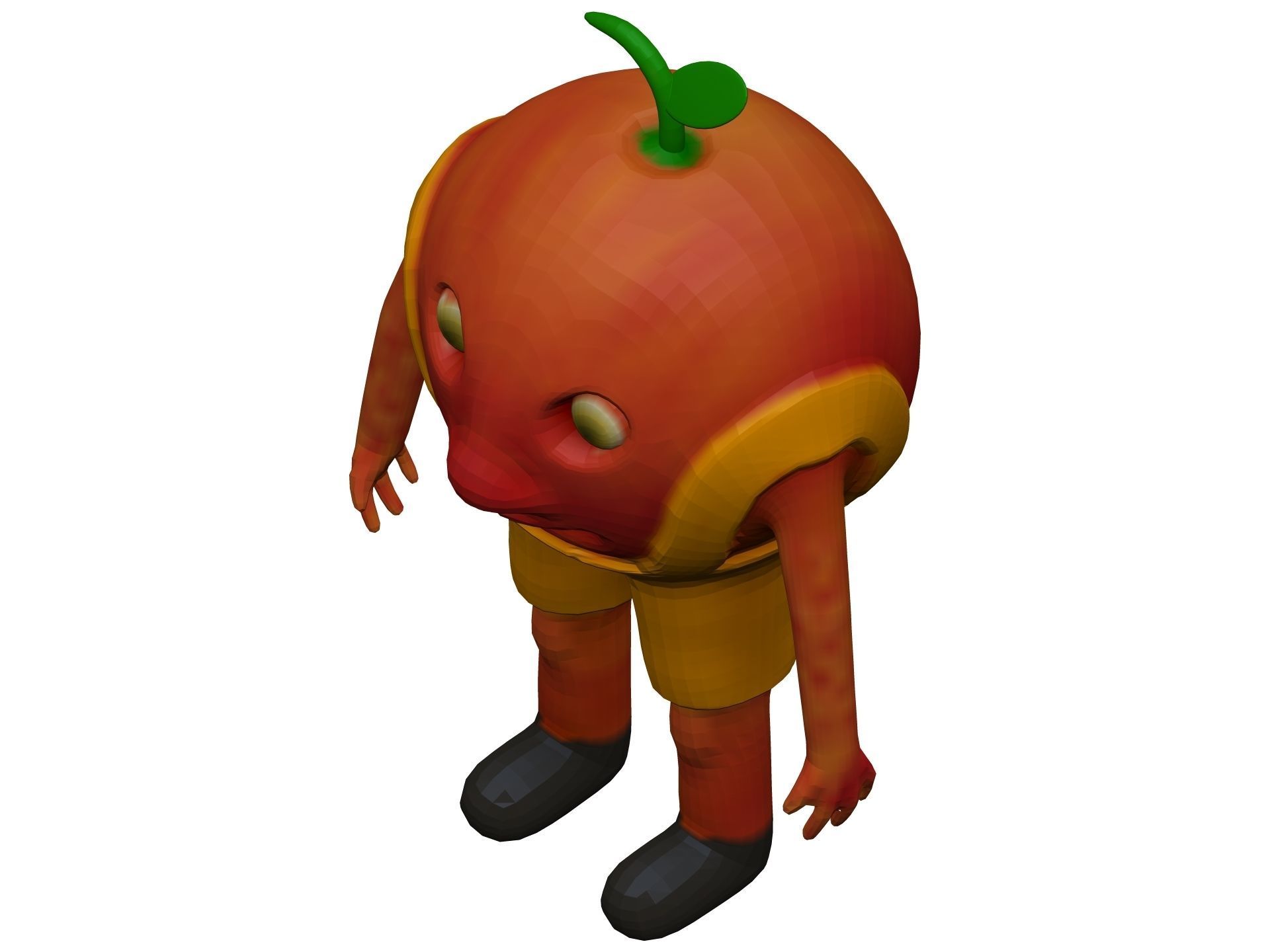 Cartoon Peach Low-poly 3D model_8