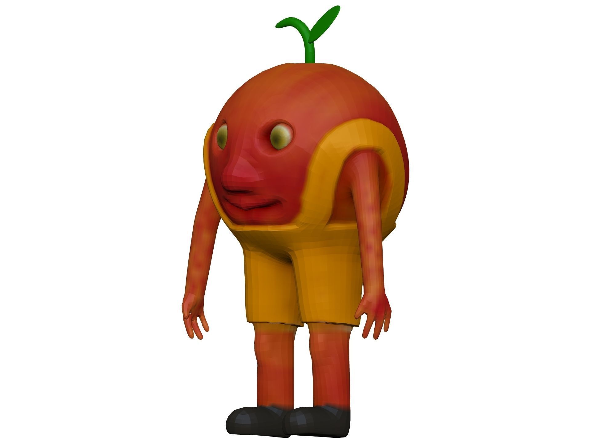 Cartoon Peach Low-poly 3D model_1
