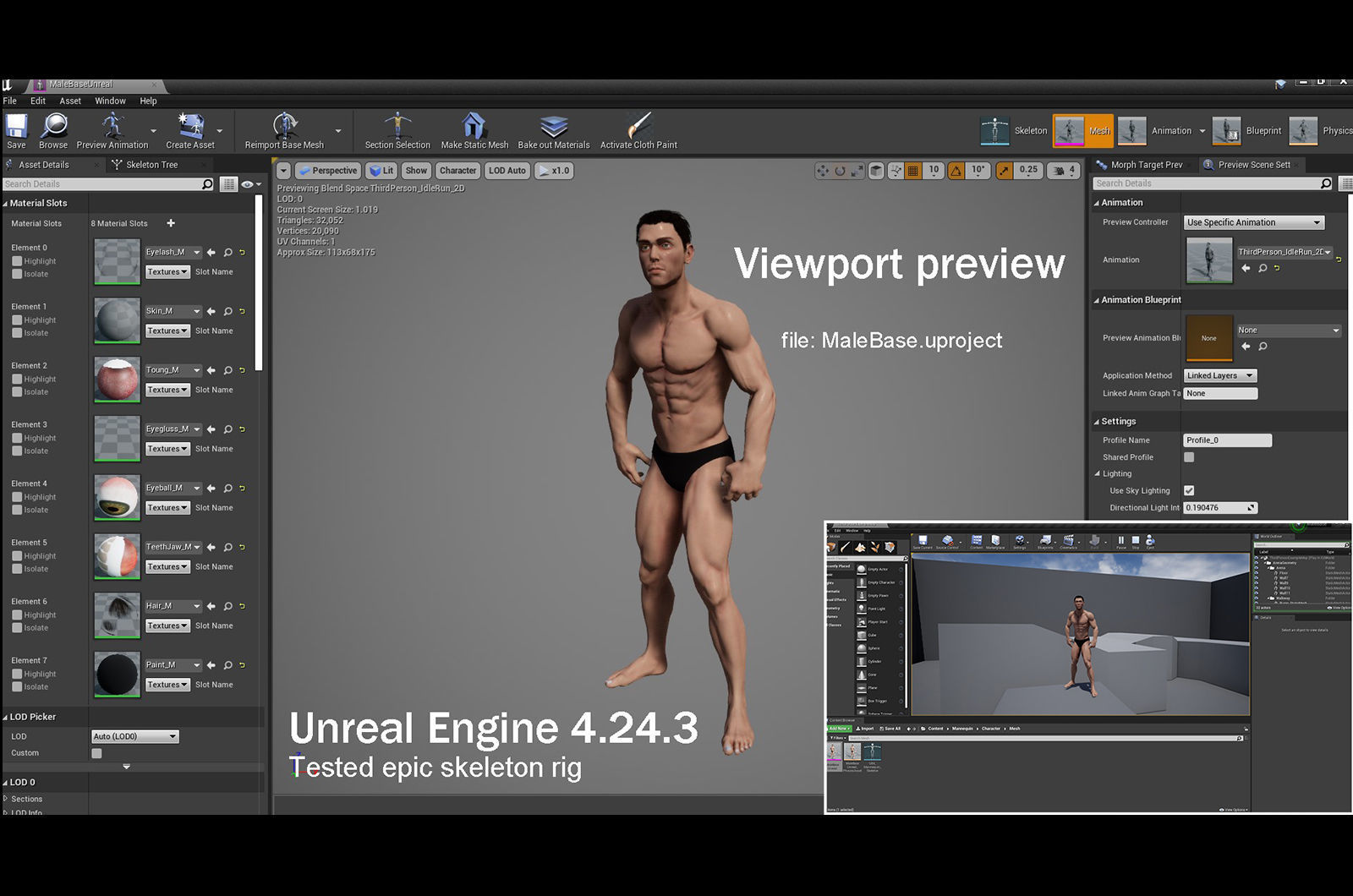 Male Base character Rig  Low-poly 3D model_21