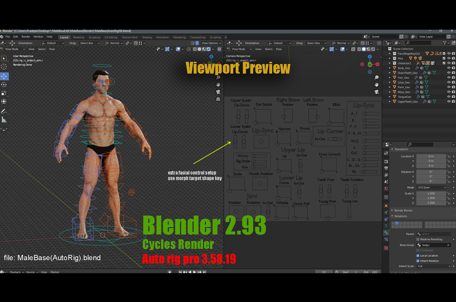 Male Base character Rig  Low-poly 3D model_25