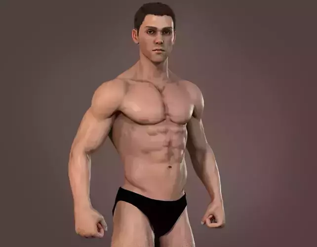 Male Base character Rig  Low-poly 3D model
