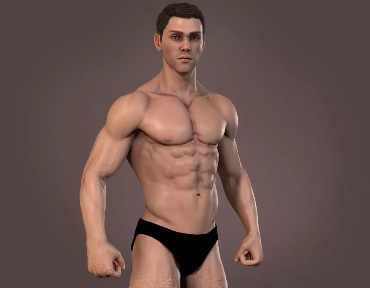 Male Base character Rig  Low-poly 3D model_0