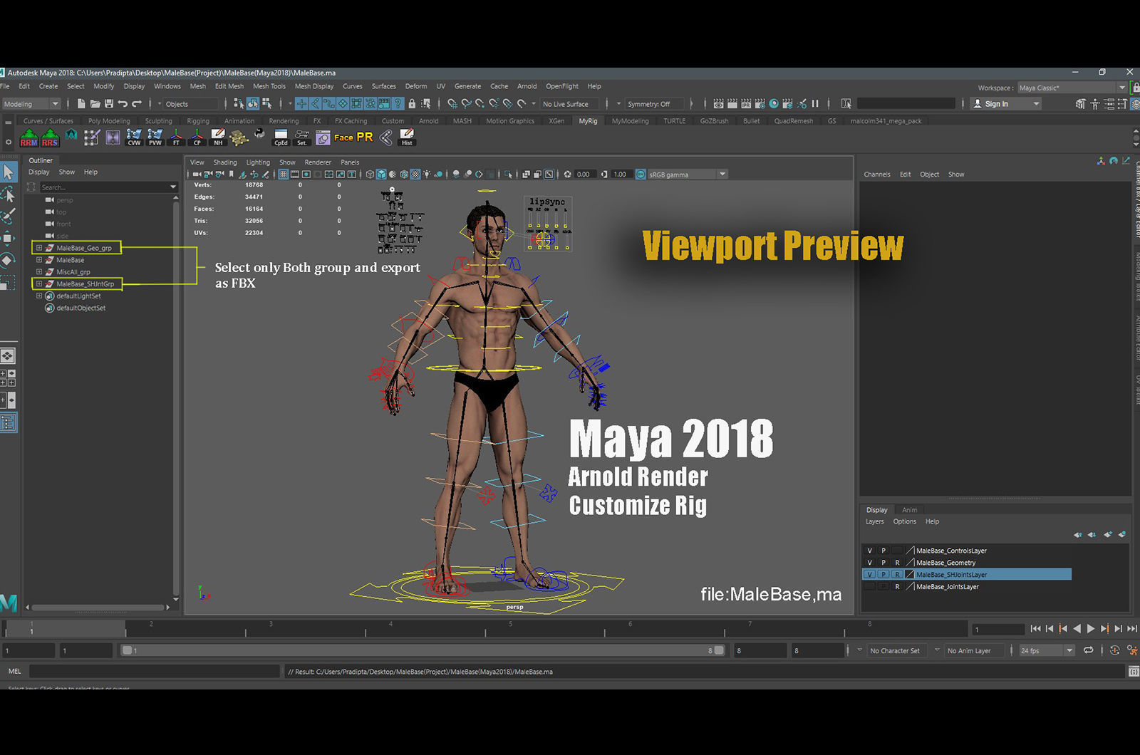 Male Base character Rig  Low-poly 3D model_24