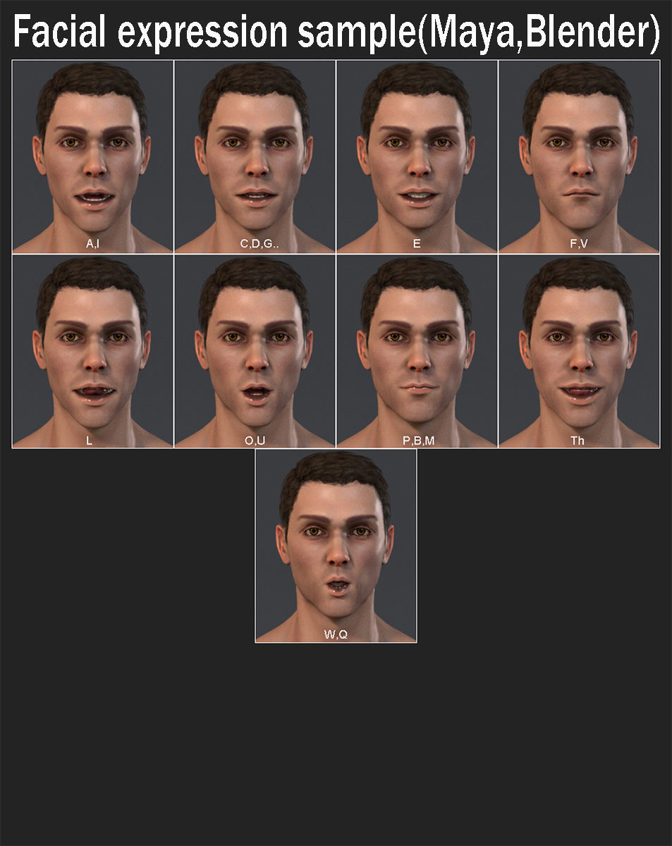 Male Base character Rig  Low-poly 3D model_14