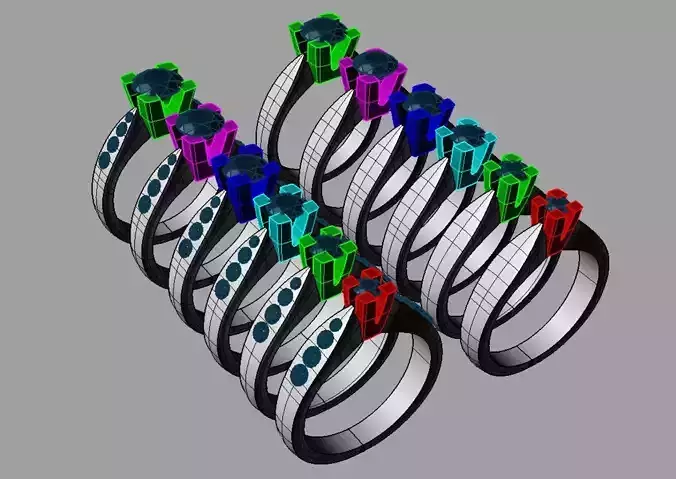 Set 12 pz Solitaire  diamond Anello solitario Sl84  3D print model
