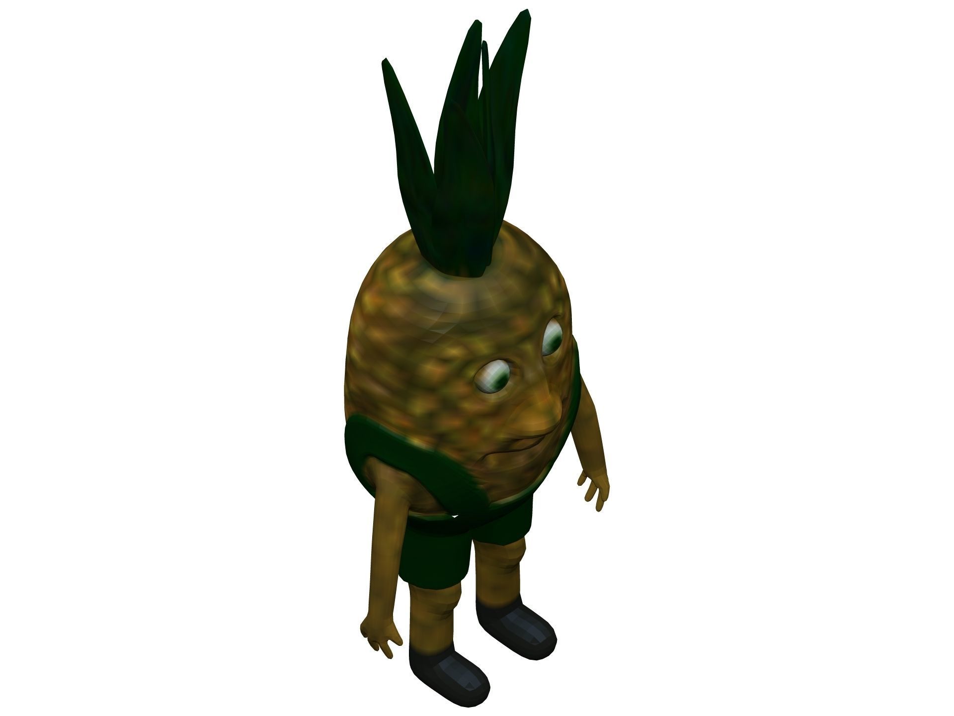 Cartoon Pineapple Low-poly 3D model_7