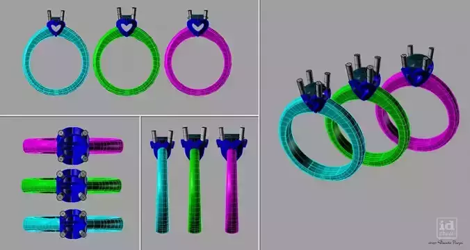Set  Solitaire diamond Anello solitario Sl83 3D print model