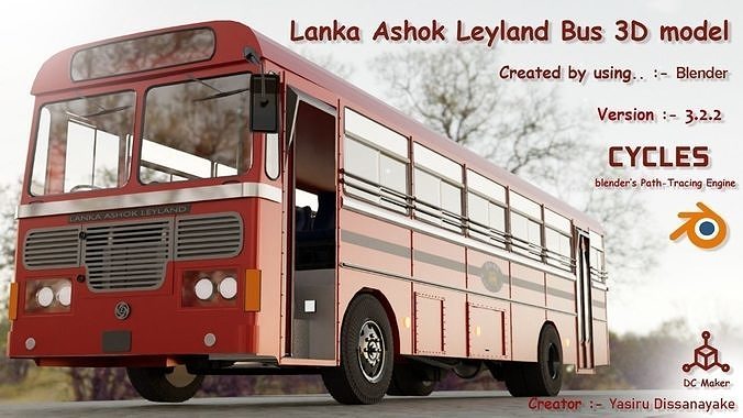 Lanka ashock Leyland Bus 3D model 3D model