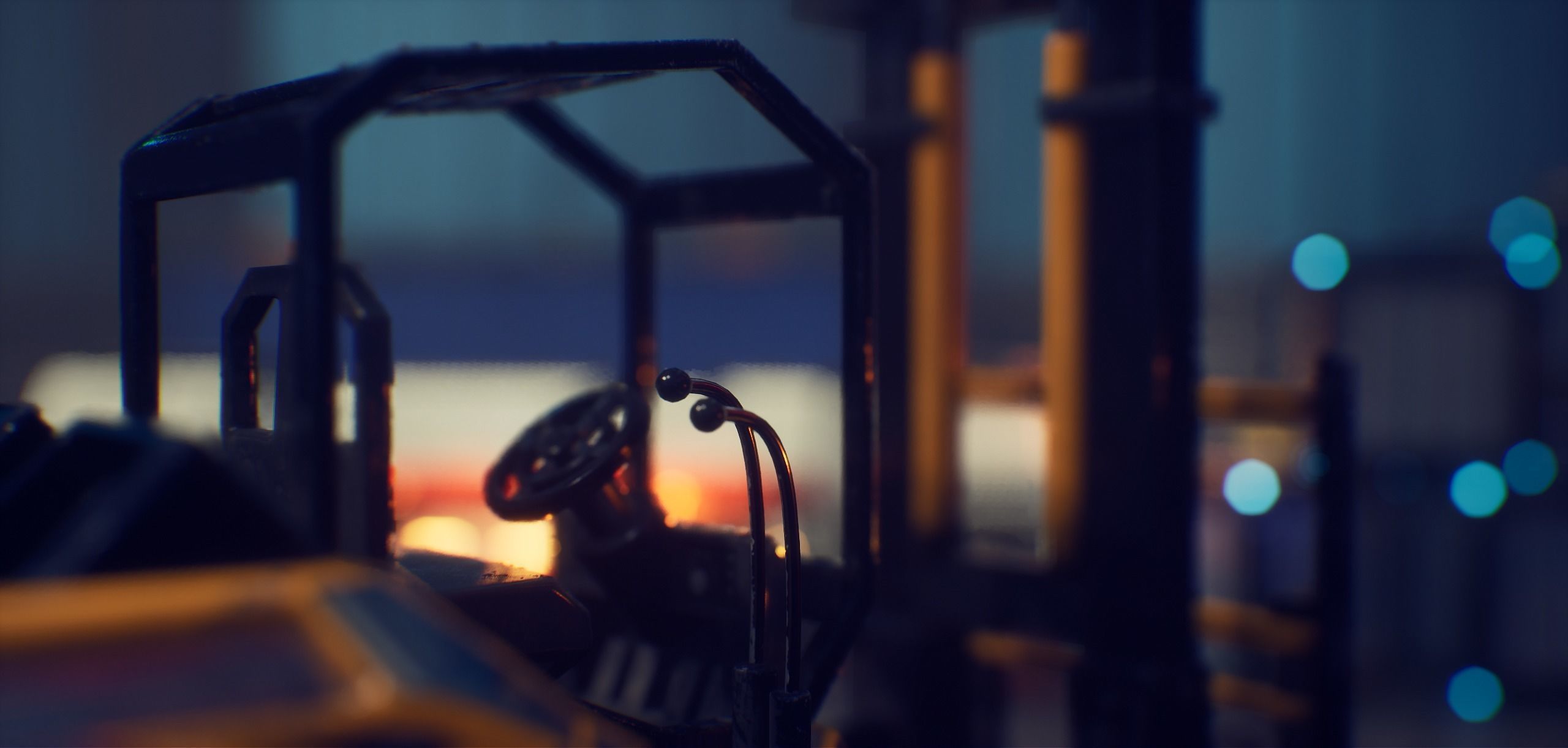 PBR Sci-fi forklift Low-poly 3D model_13