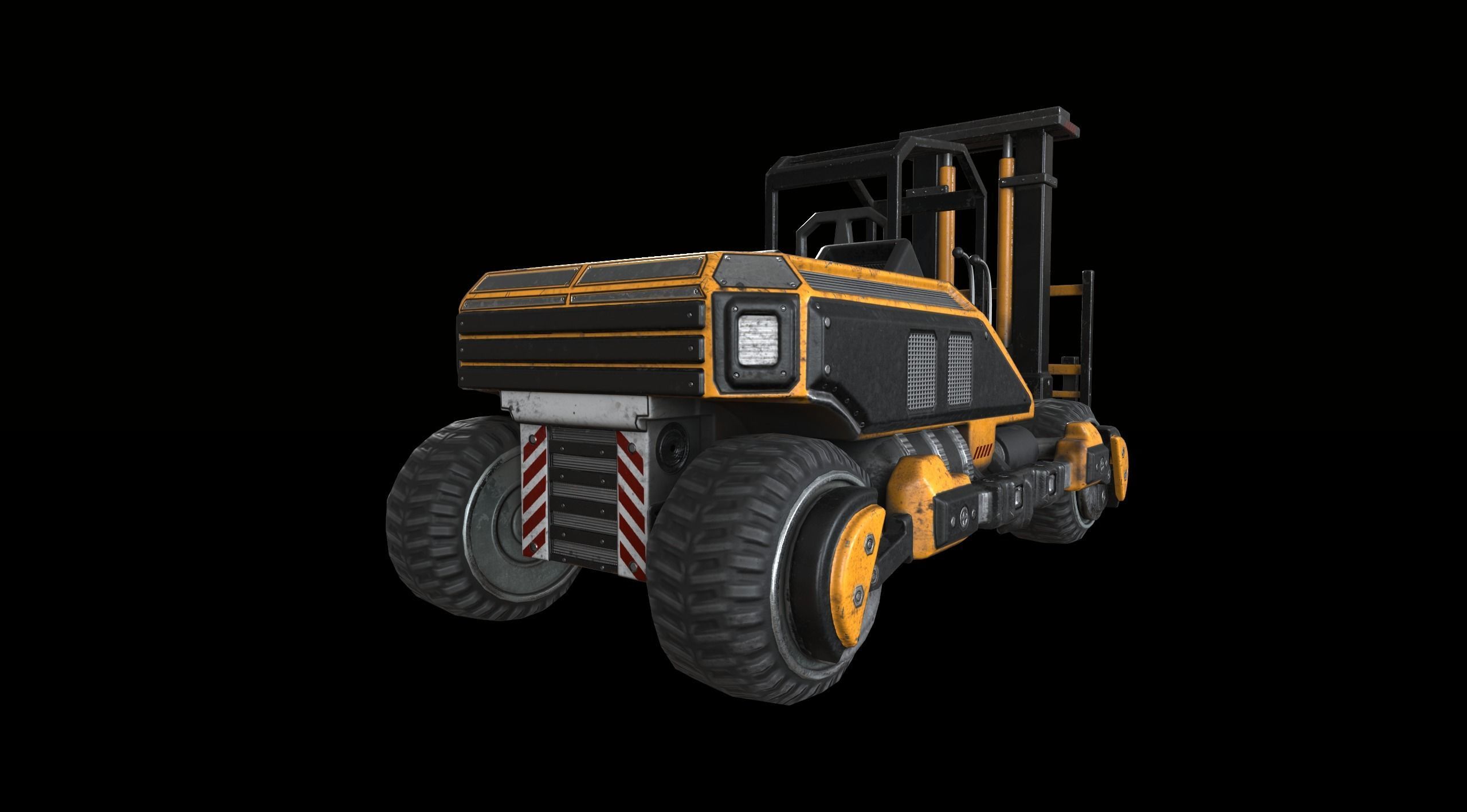 PBR Sci-fi forklift Low-poly 3D model_6