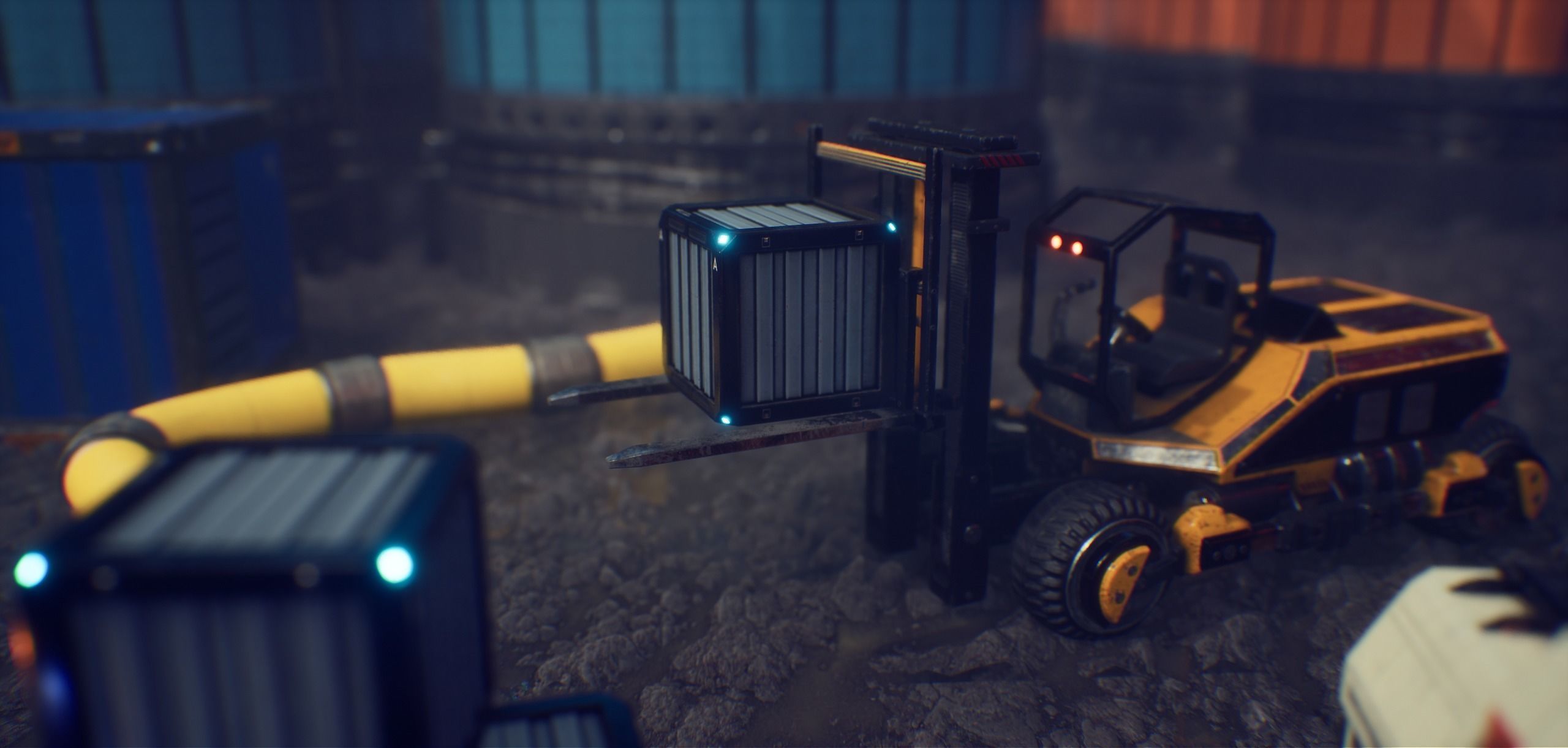 PBR Sci-fi forklift Low-poly 3D model_15